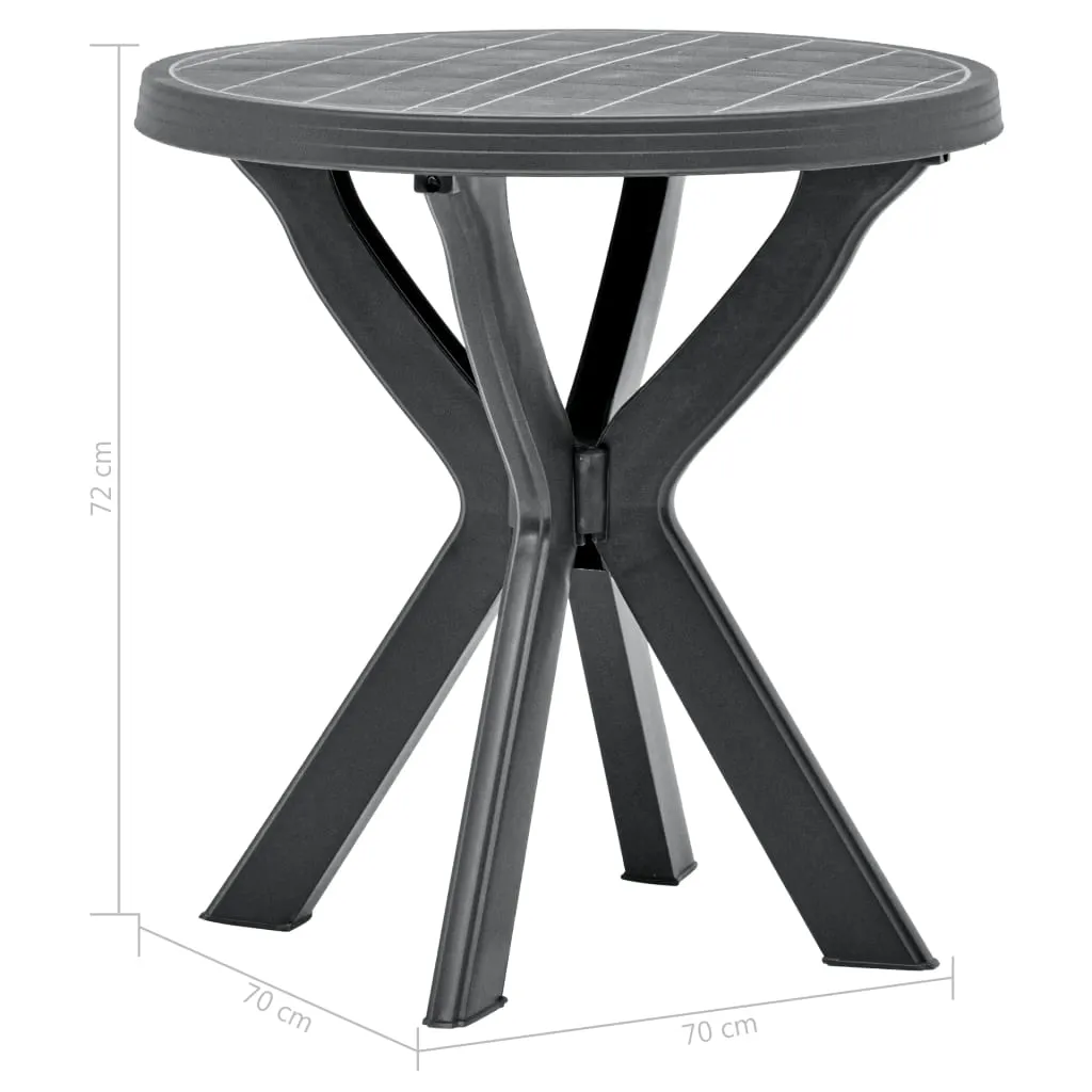 Gartentisch Kunststoff 70 x 72 cm Anthrazit wetterfest