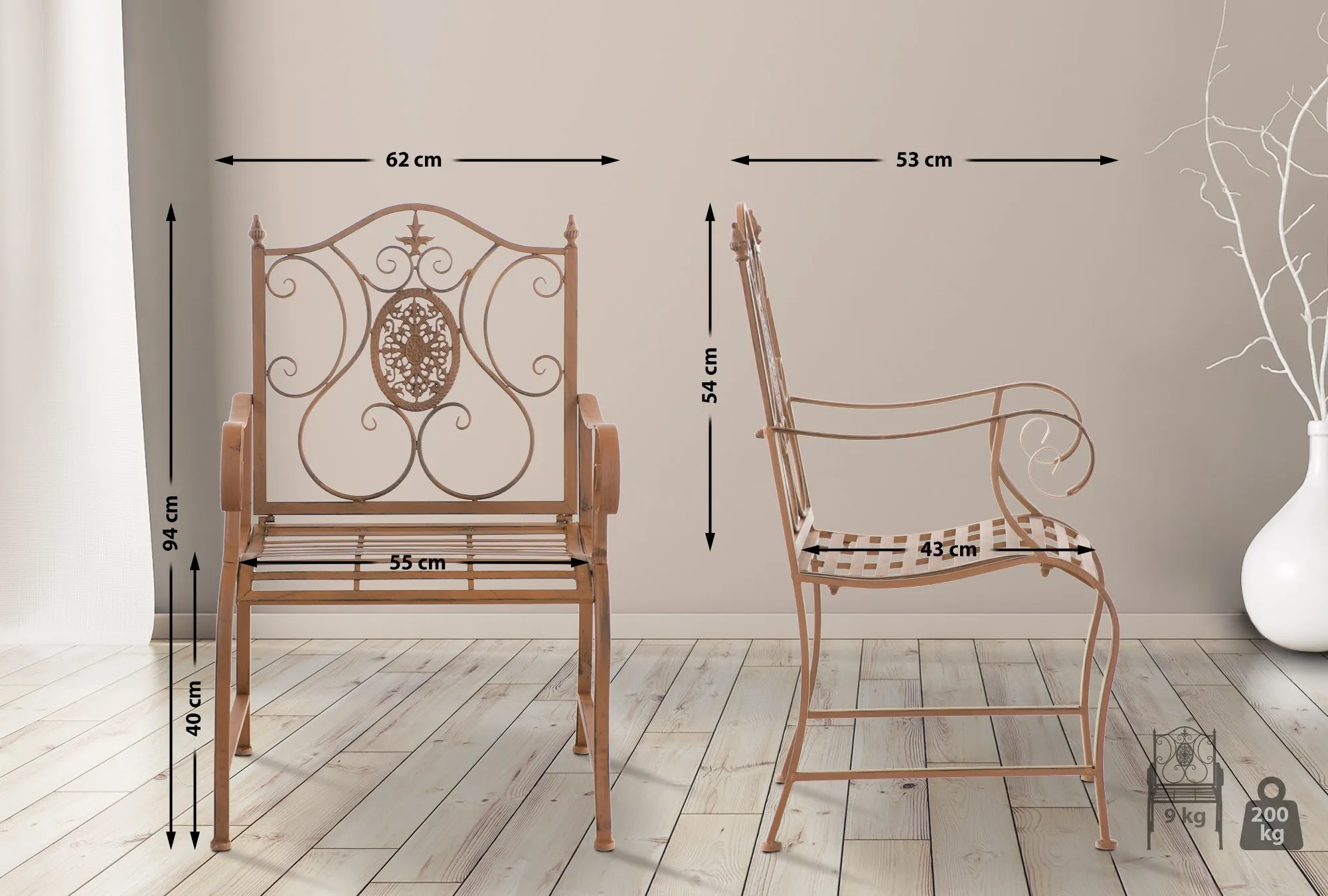 Gartenstuhl Punjab 94x62x53 cm antik braun