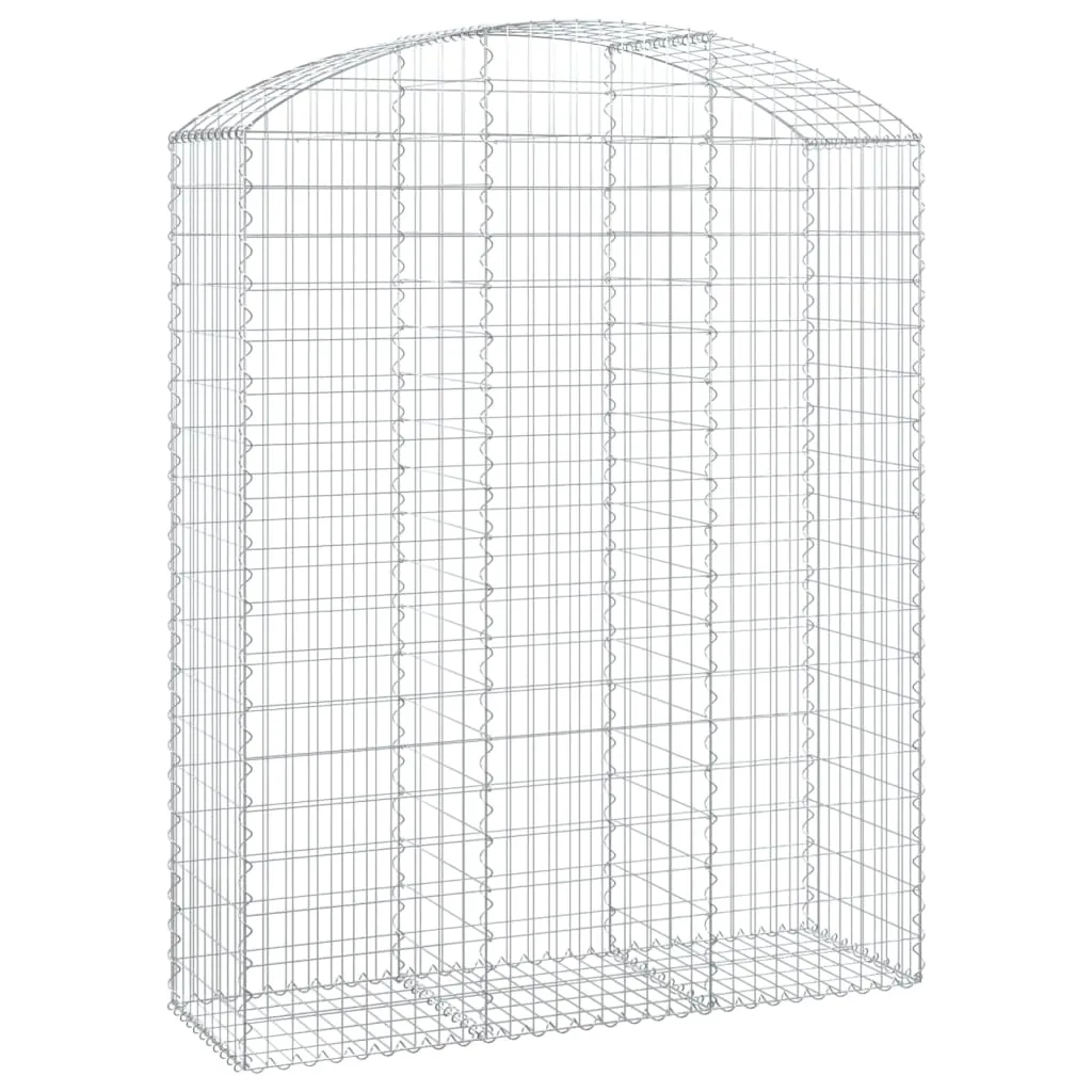 Gabionenwand Hochbogen 150x50x180/200 cm Silber Verzinktes Eisen