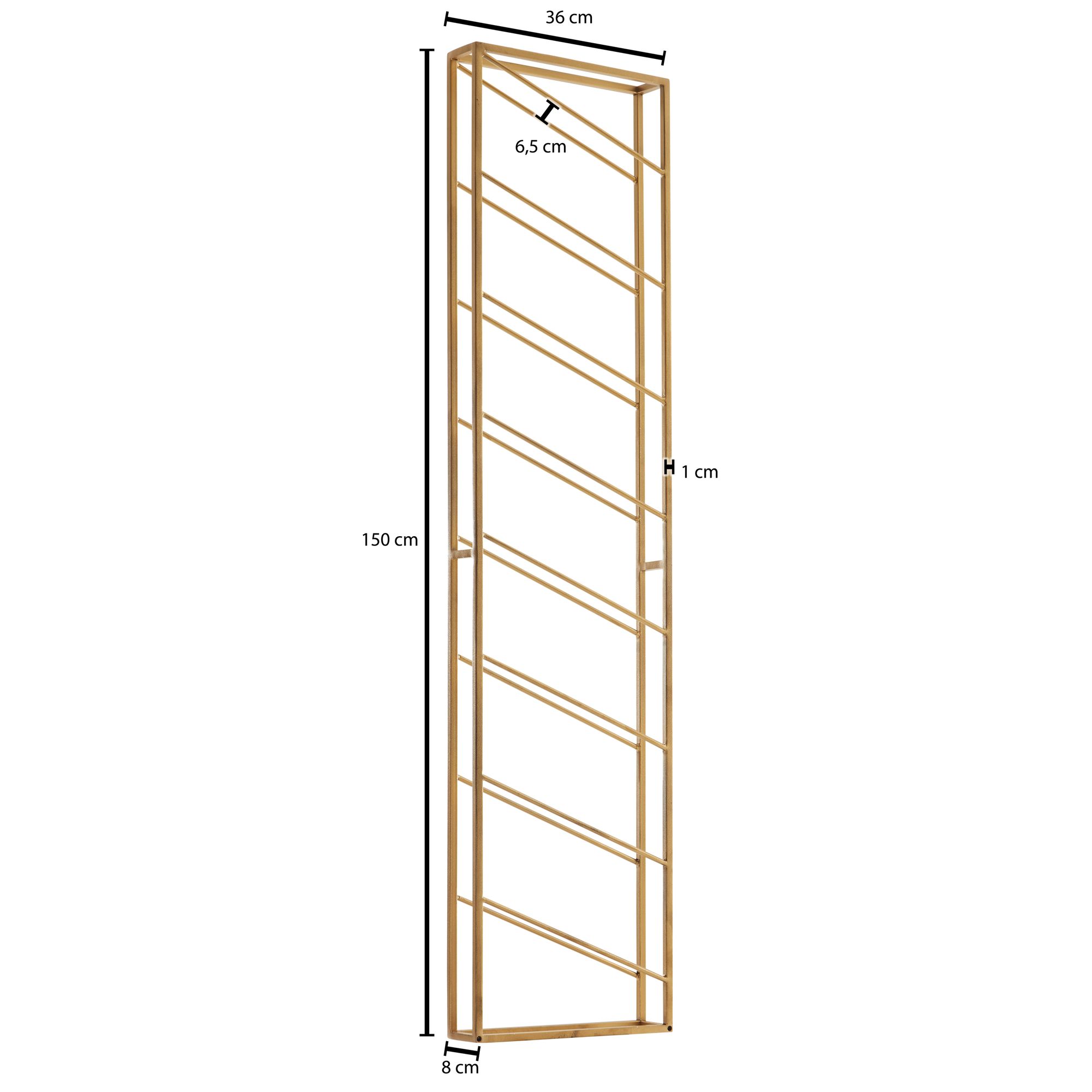 Weinregal Wand Metall Gold 36x150x8 cm Groß für 8 Flaschen