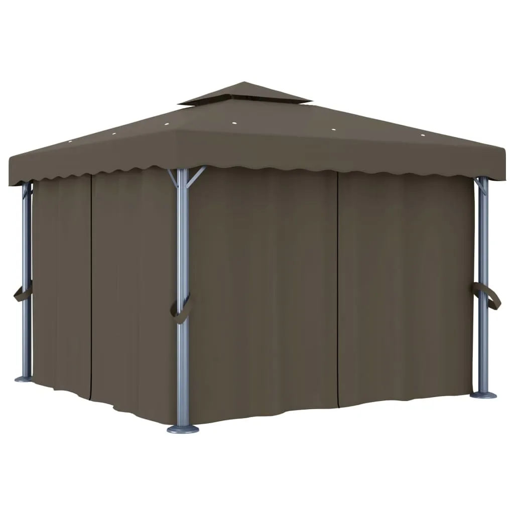 Pavillon 3x3 m Taupe mit Aluminiumgestell und Doppeldach