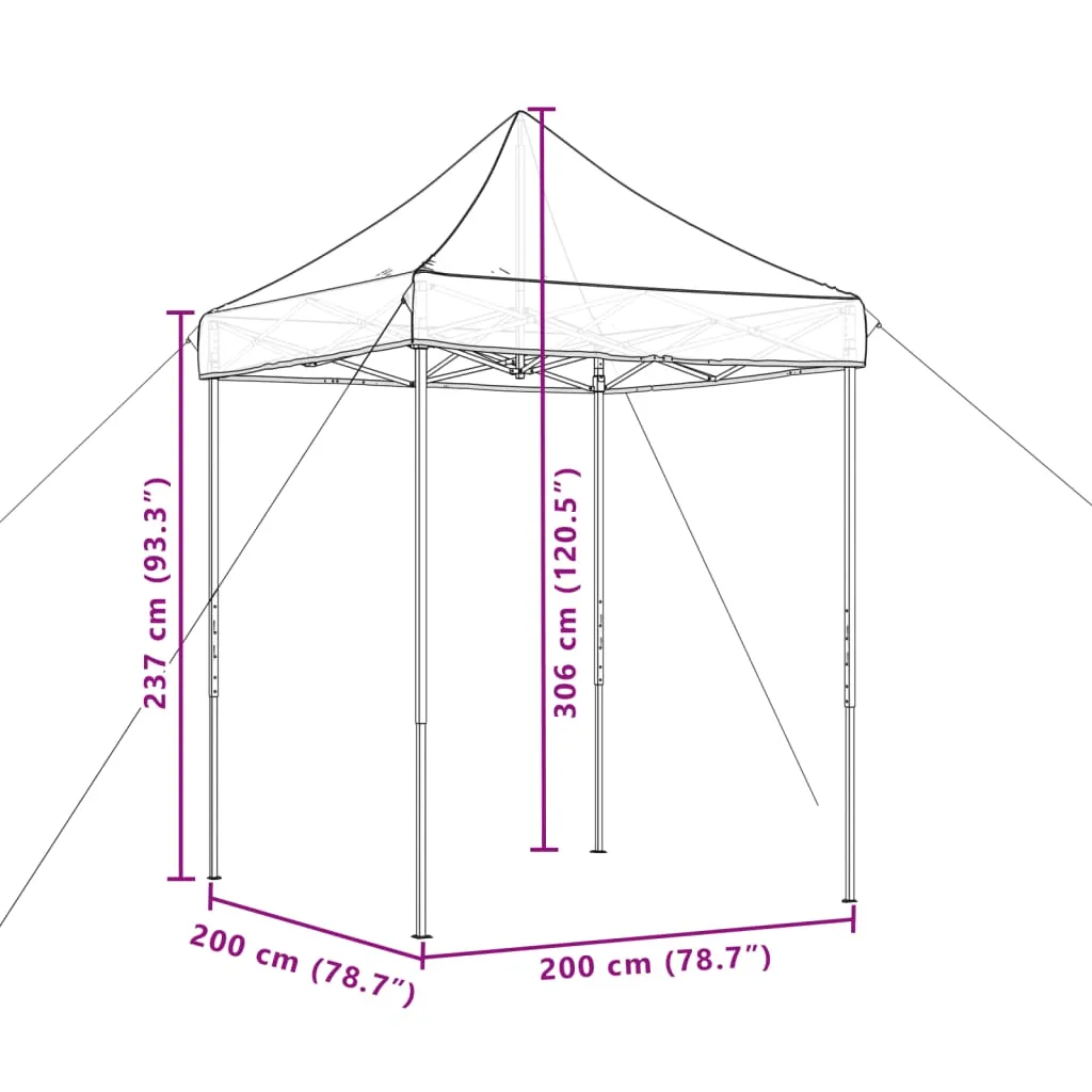Faltbares Pop-up-Partyzelt 200x200x306 cm Beige mit blauem Stahlgestell