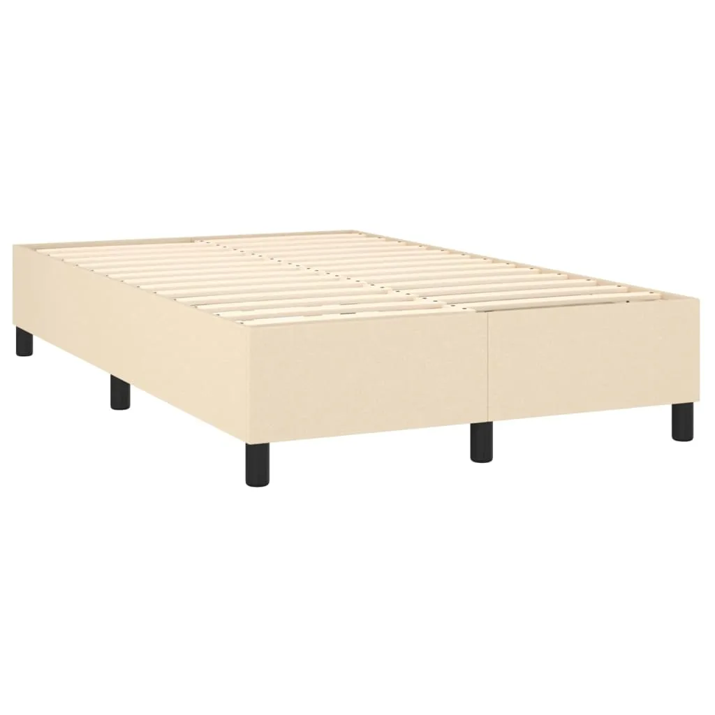 Boxspring-Bettrahmen Creme 203x120x35 cm mit Stoff und Massivholz