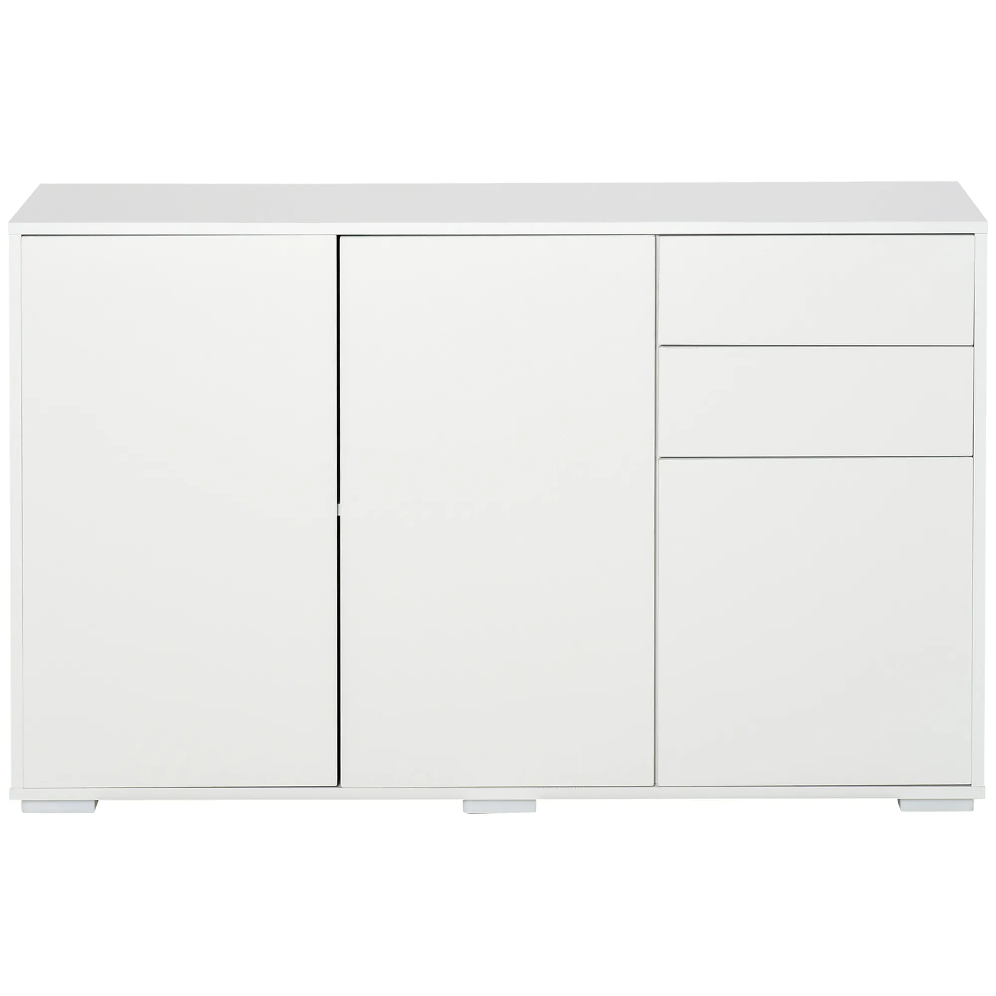 Sideboard Kommode Anrichte, 2 Schubladen, Push-Click, 117 cm x 36 cm x 74 cm, Weiß Sideboard Kommode Anrichte, 2 Schubladen, Push-Click, 117 cm x 36 cm x 74 cm, Weiß