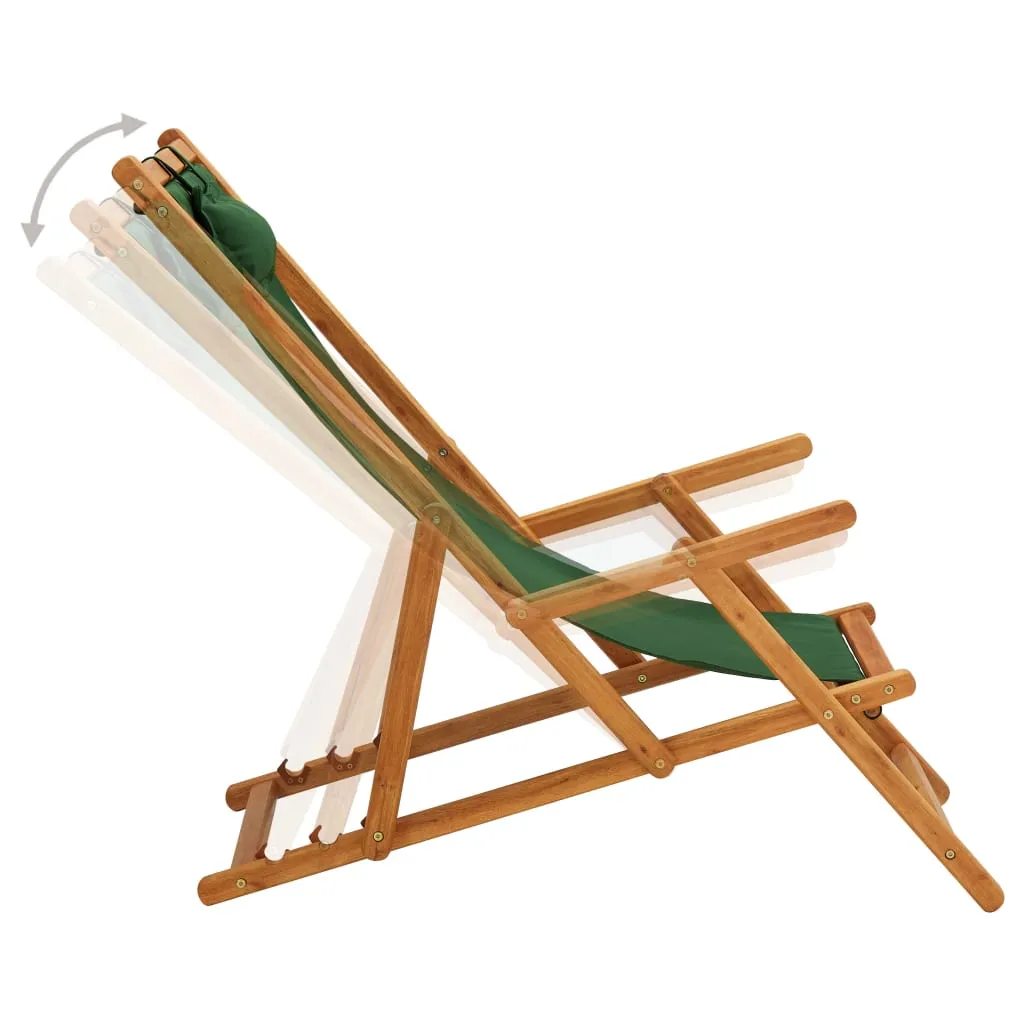 Strandstuhl aus massivem Holz Grün 60 x (112/119/127) x (81/88,5/95) cm