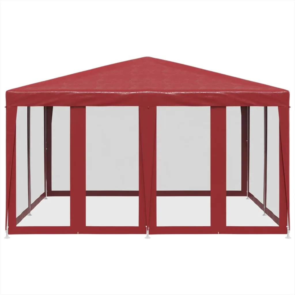 Partyzelt 400x400x268 cm Rot mit wasserfestem HDPE-Dach und Eisengestell