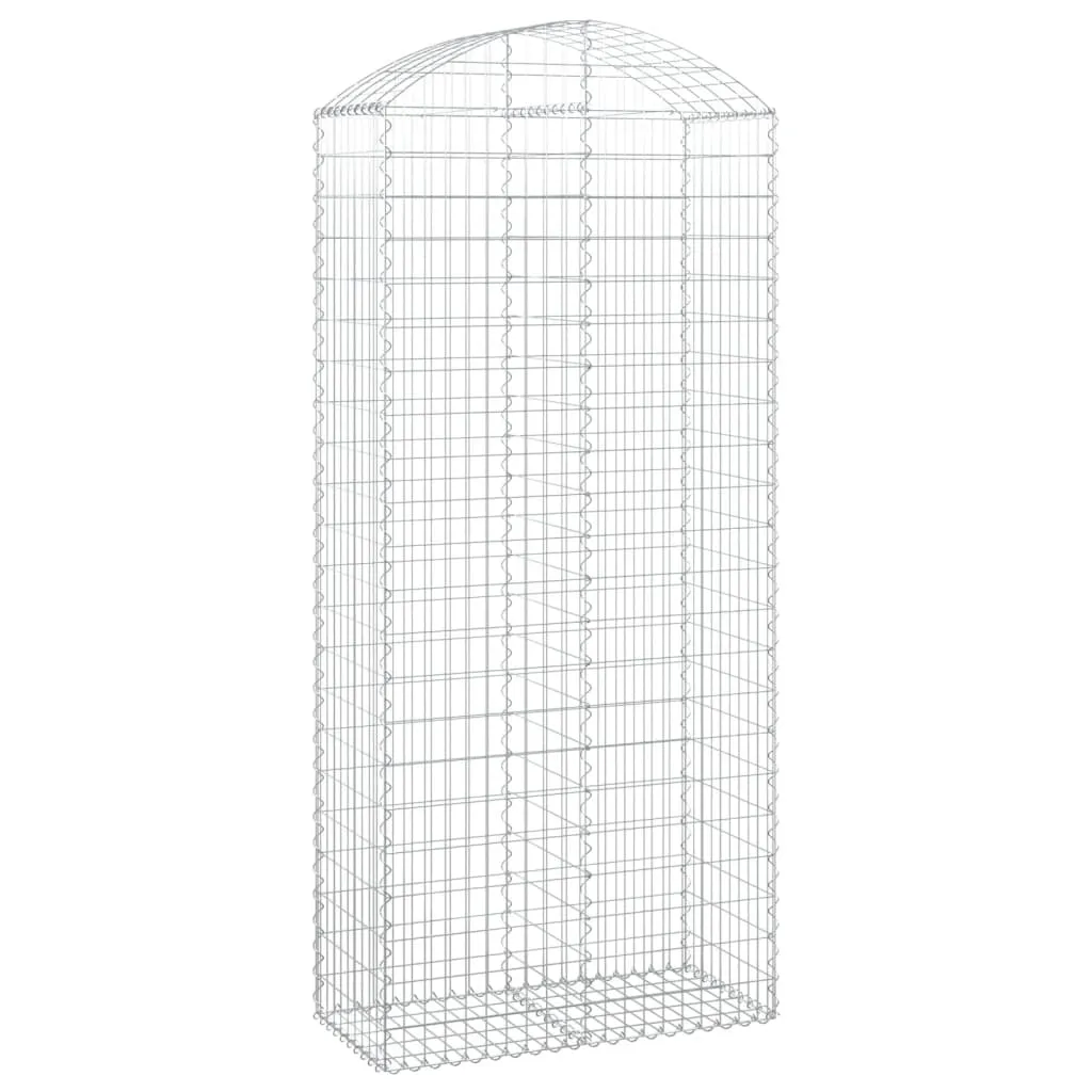 Gabionenwand Hochbogen 100x50x220/240 cm Silber verzinktes Eisen