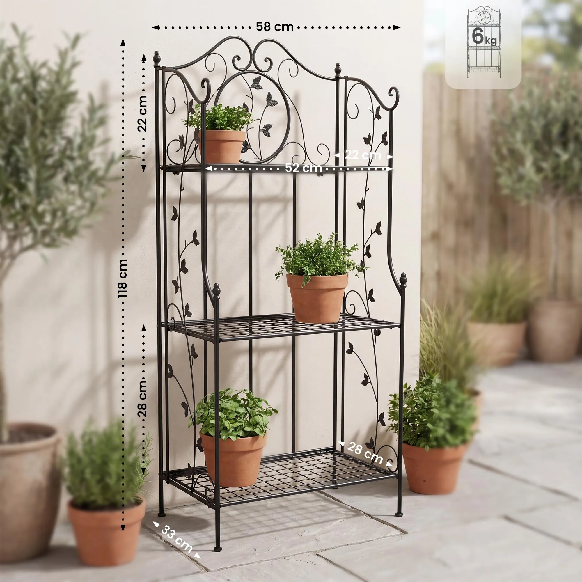 Standregal Reus 118x58x33 cm schwarz