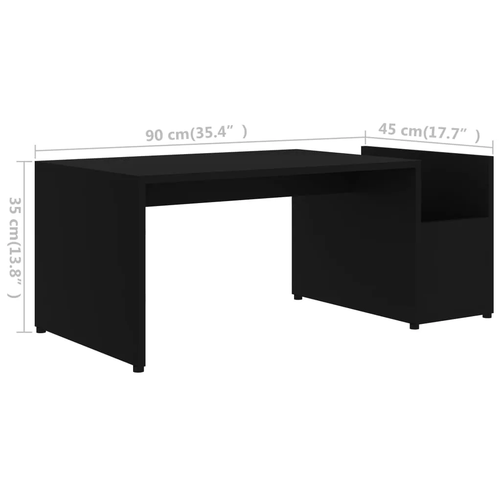 Schwarzer Couchtisch aus Holzwerkstoff 90 x 45 x 35 cm