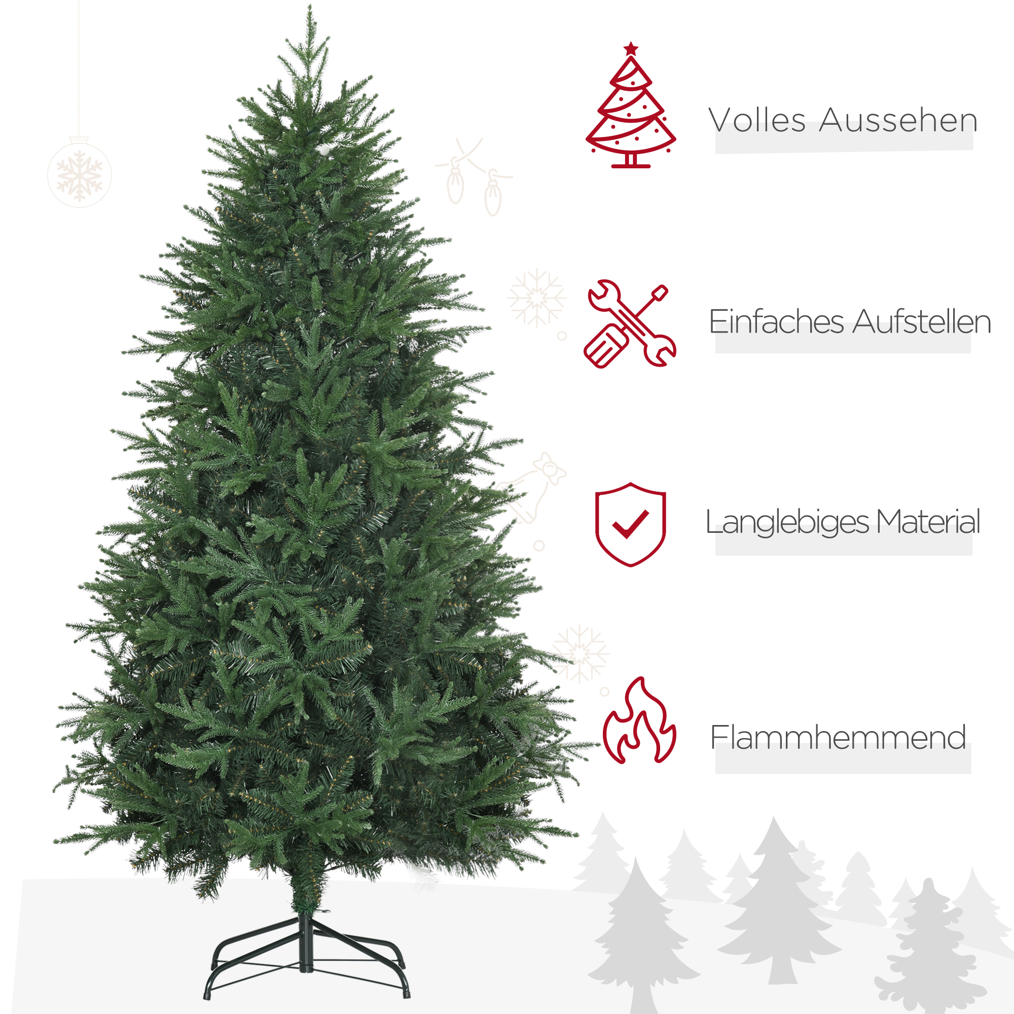 Kunsttanne Weihnachtsbaum realistisch PVC/PE, 180 cm, Grün