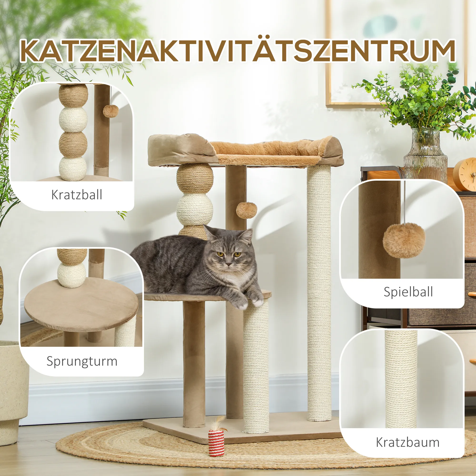 Luxuriöser Kratzbaum 56L x 54B x 86H cm in Kaffee