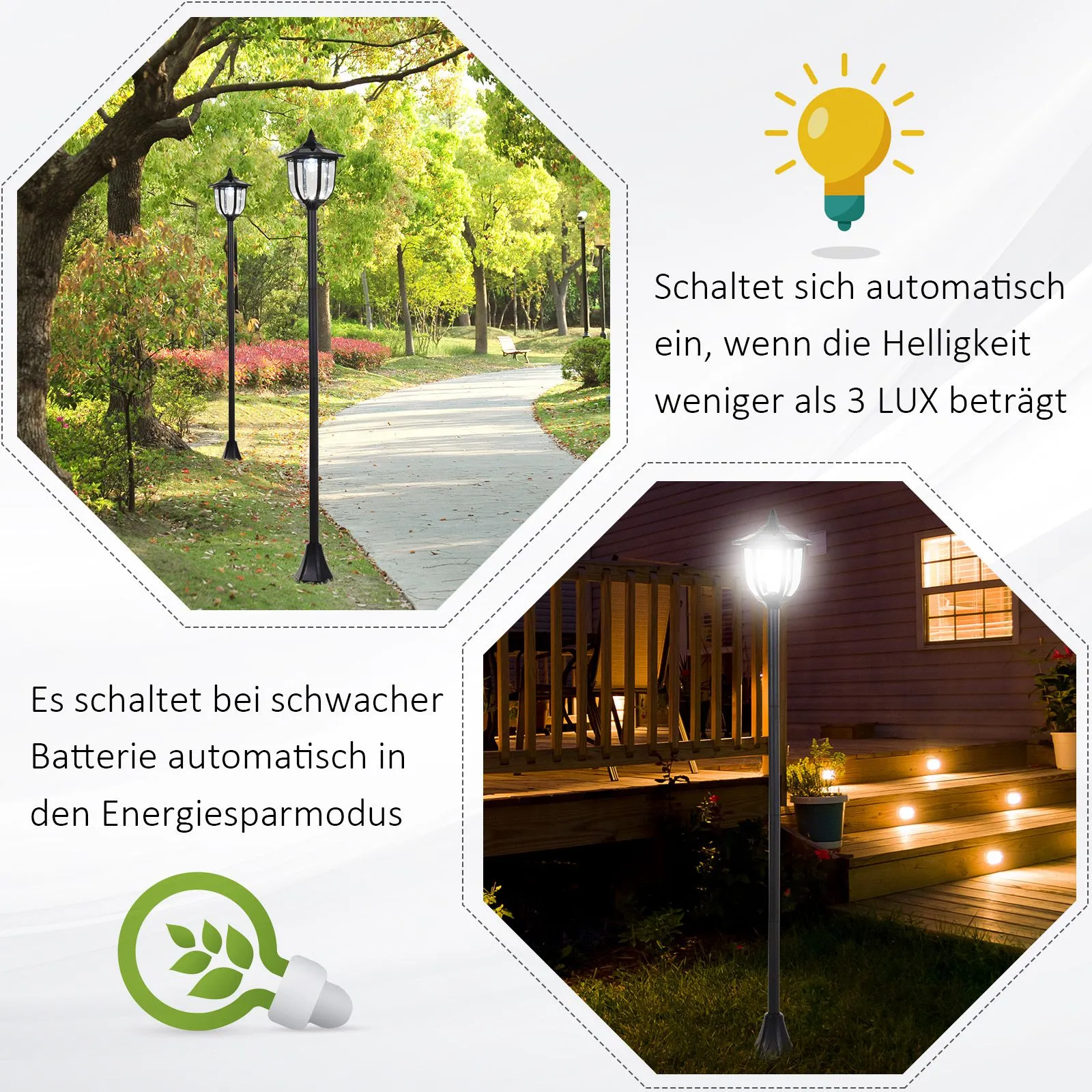 Solar Gartenleuchte Flammeneffekt Kunststoff Schwarz 177 cm