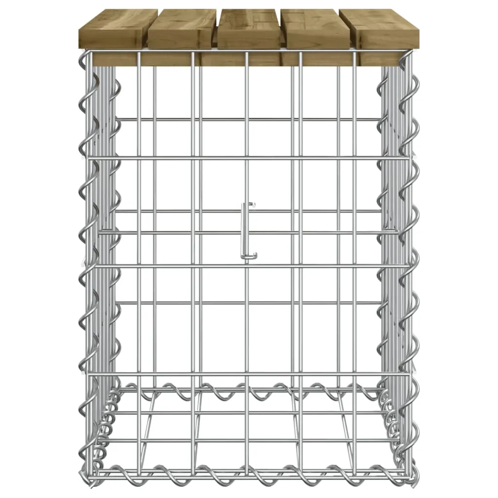 Gartenbank mit Massivholz-Sitzfläche und verzinktem Stahl-Gabionenkorb 33x31x42 cm