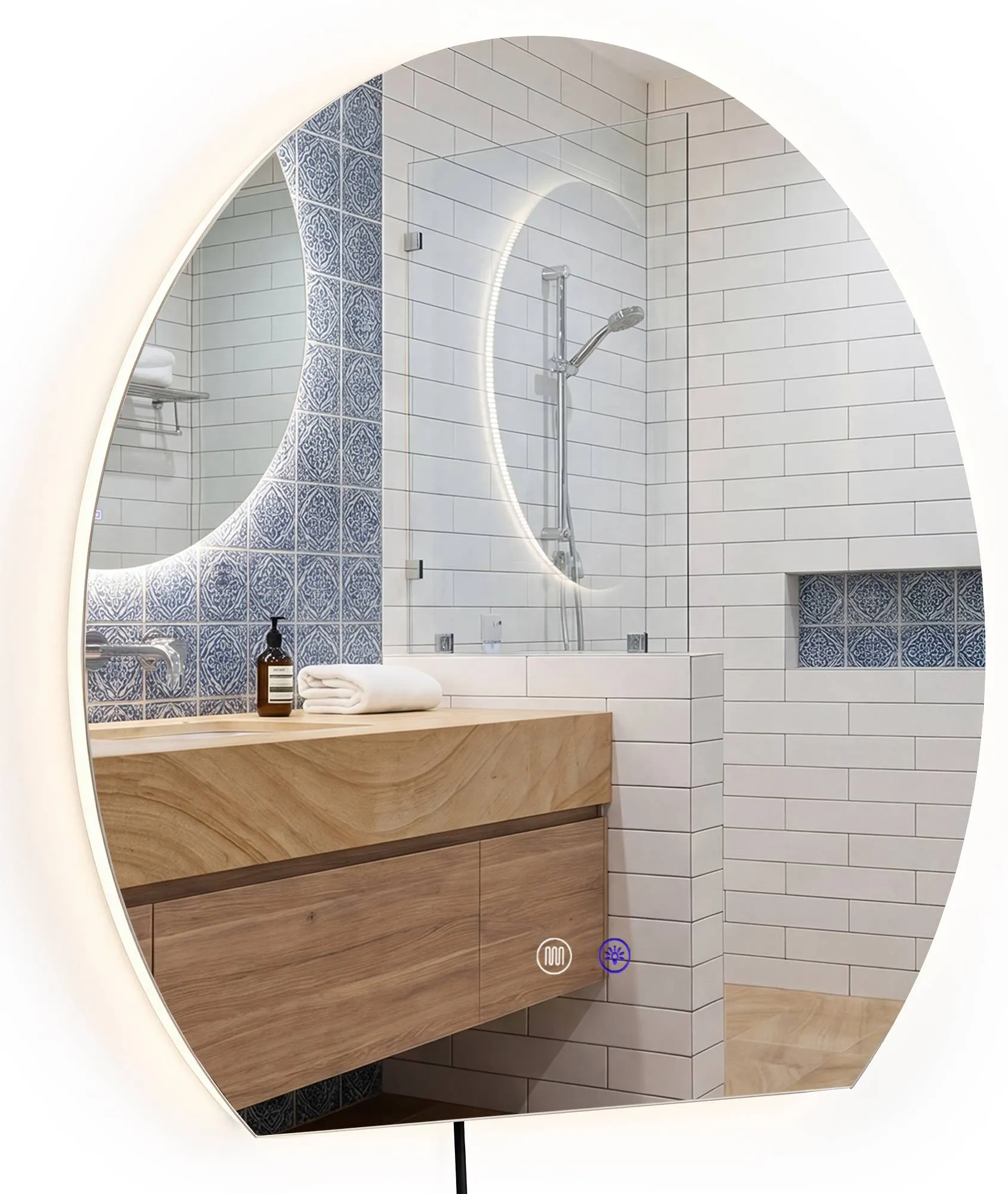 LED-Badspiegel Baloni 70x60 cm Klarglas