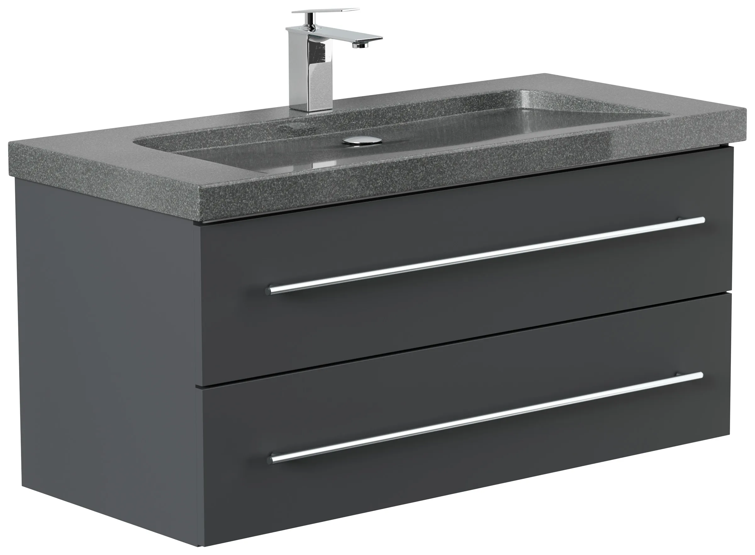 Badmöbel Granit G654 YAMO 100 cm 1 Hahnloch SoftClose grafit