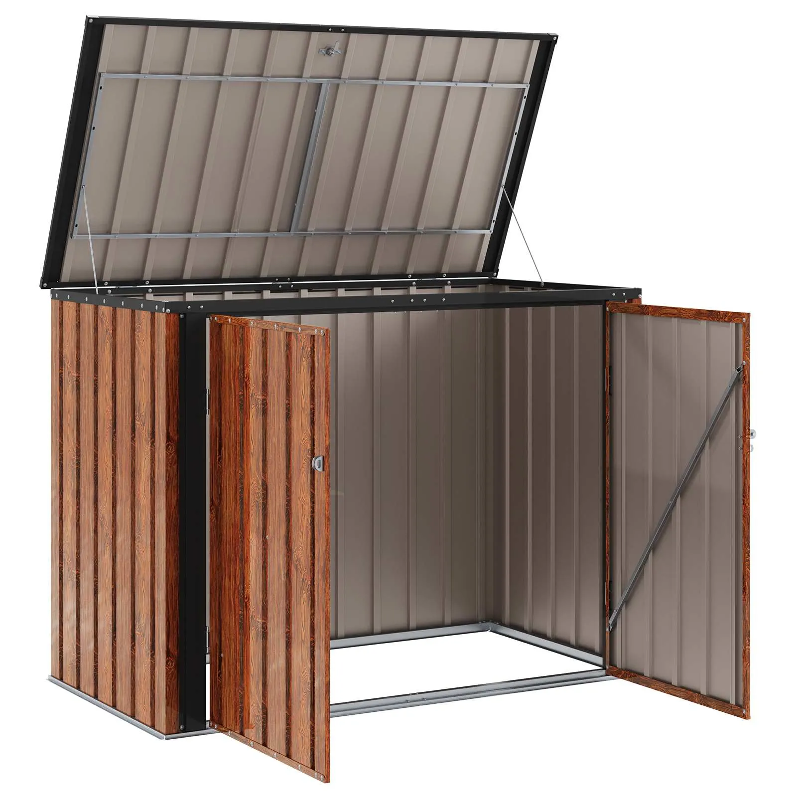 Abschließbare Gartenlagerbox 151,5x82x110,5 cm Braun Stahl