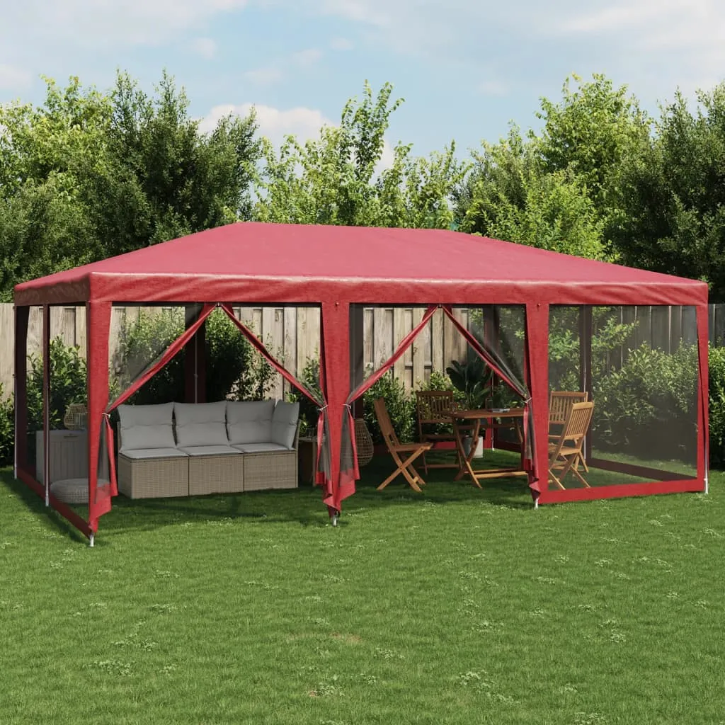 Partyzelt 600x400x280 cm Rot mit robustem Eisengestell und Mesh-Seitenwänden