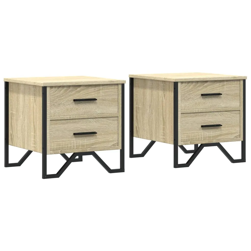 Nachttisch Sonoma-Eiche 40x41x40 cm aus Holzwerkstoff und Metall