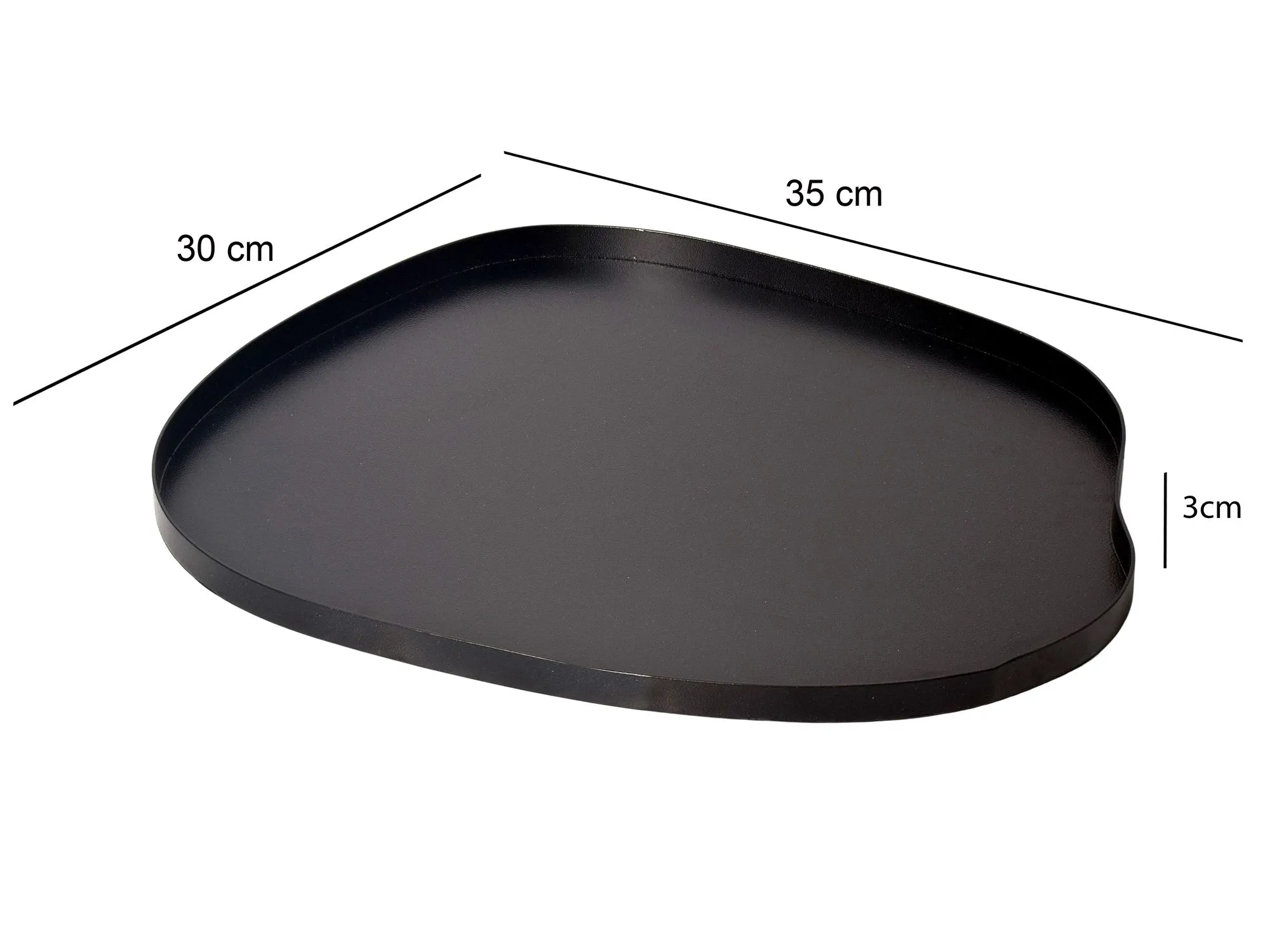 Dekotablett Metall 35cm Schwarz Tablett Organisch - Design Dekoteller ohne Füße - Moderne Tischdeko - Standdeko Schmuckteller Klein - Wohnaccessoire Extravagant Handmade