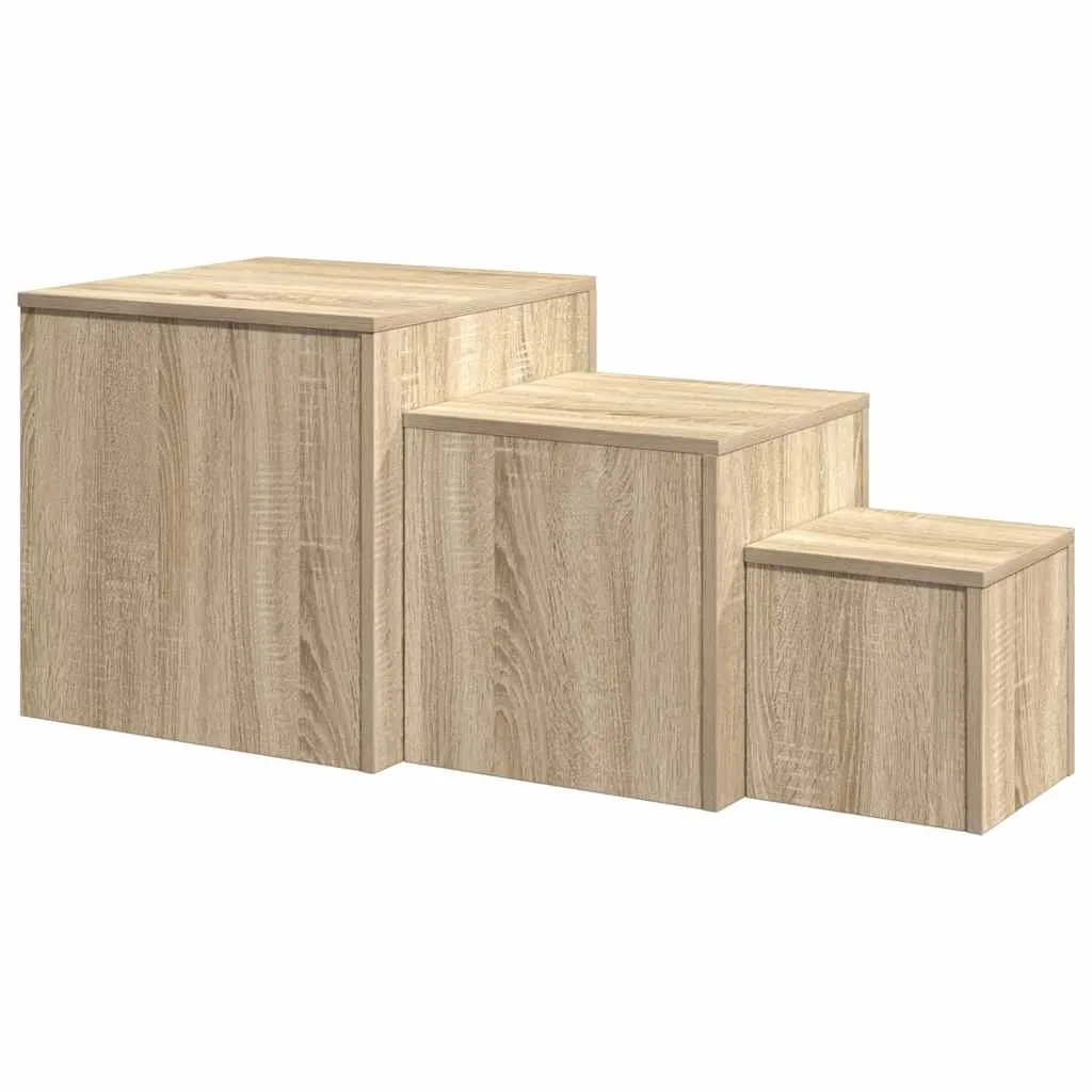 Beistelltische Set Sonoma-Eiche 45x45x45, 35x35x35 & 24x24x24 cm Massivholz