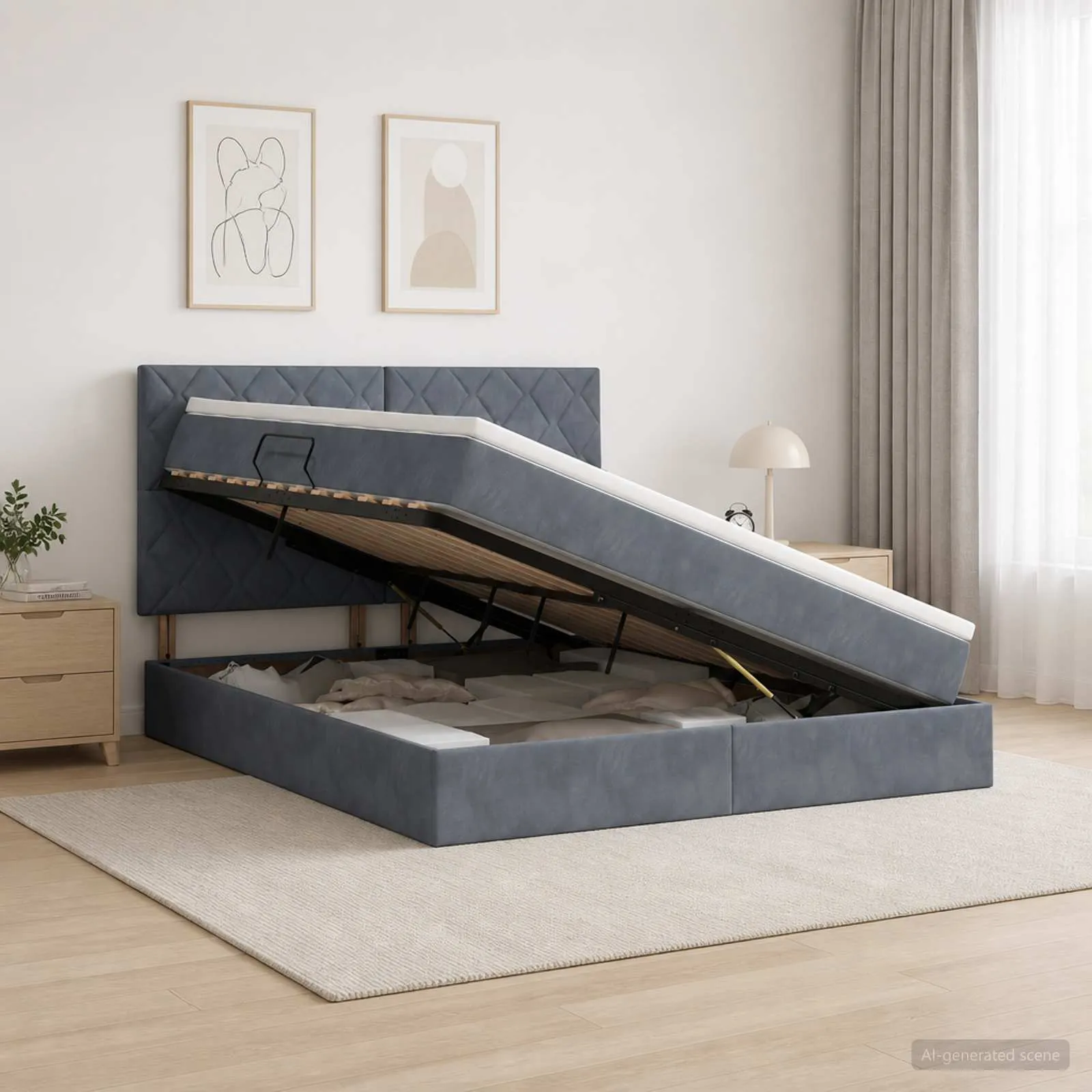 Stauraumbett mit Matratze 180x200 Dunkelgrau