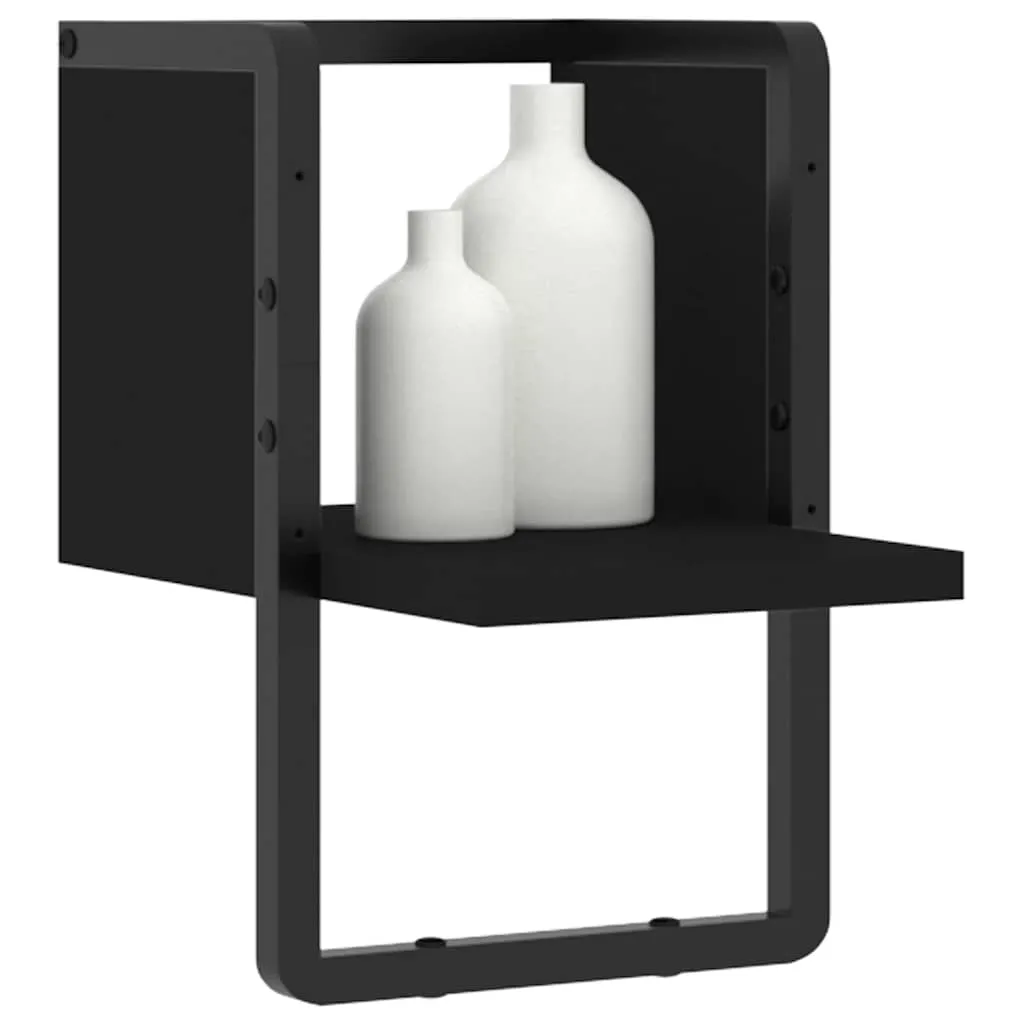 Schweberegal Wandregal 20 x 25 x 30 cm Schwarz aus Holzwerkstoff und Metall