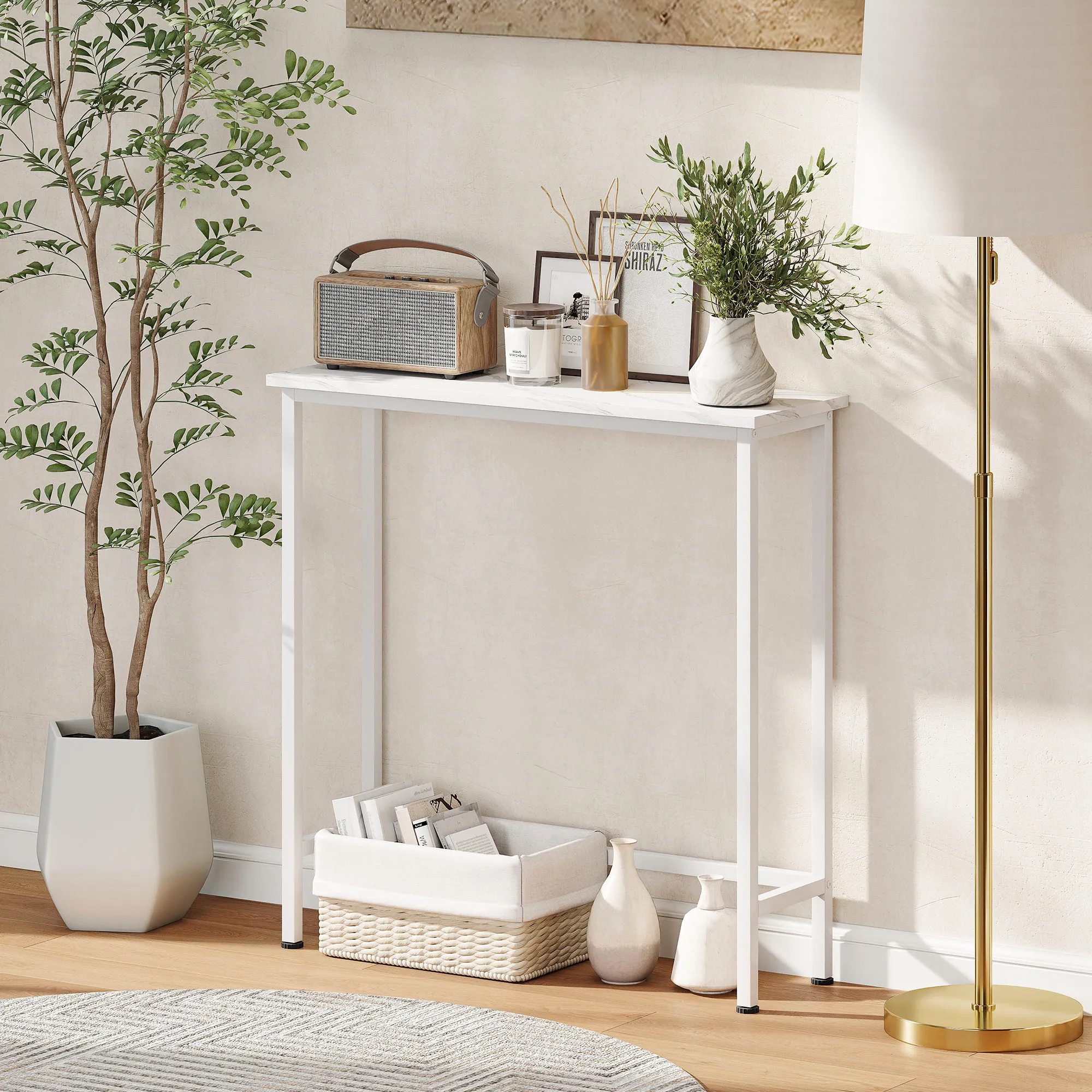 Schmaler Konsolentisch 75L x 24B x 76H cm in Weiß