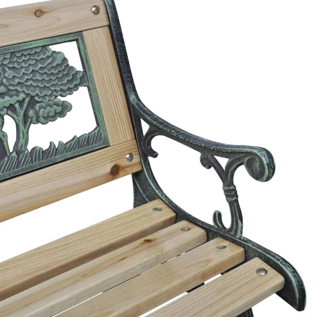 Dekorative Kinder-Gartenbank 84x37x50 cm mit Bronze-Eisengestell und Massivholz