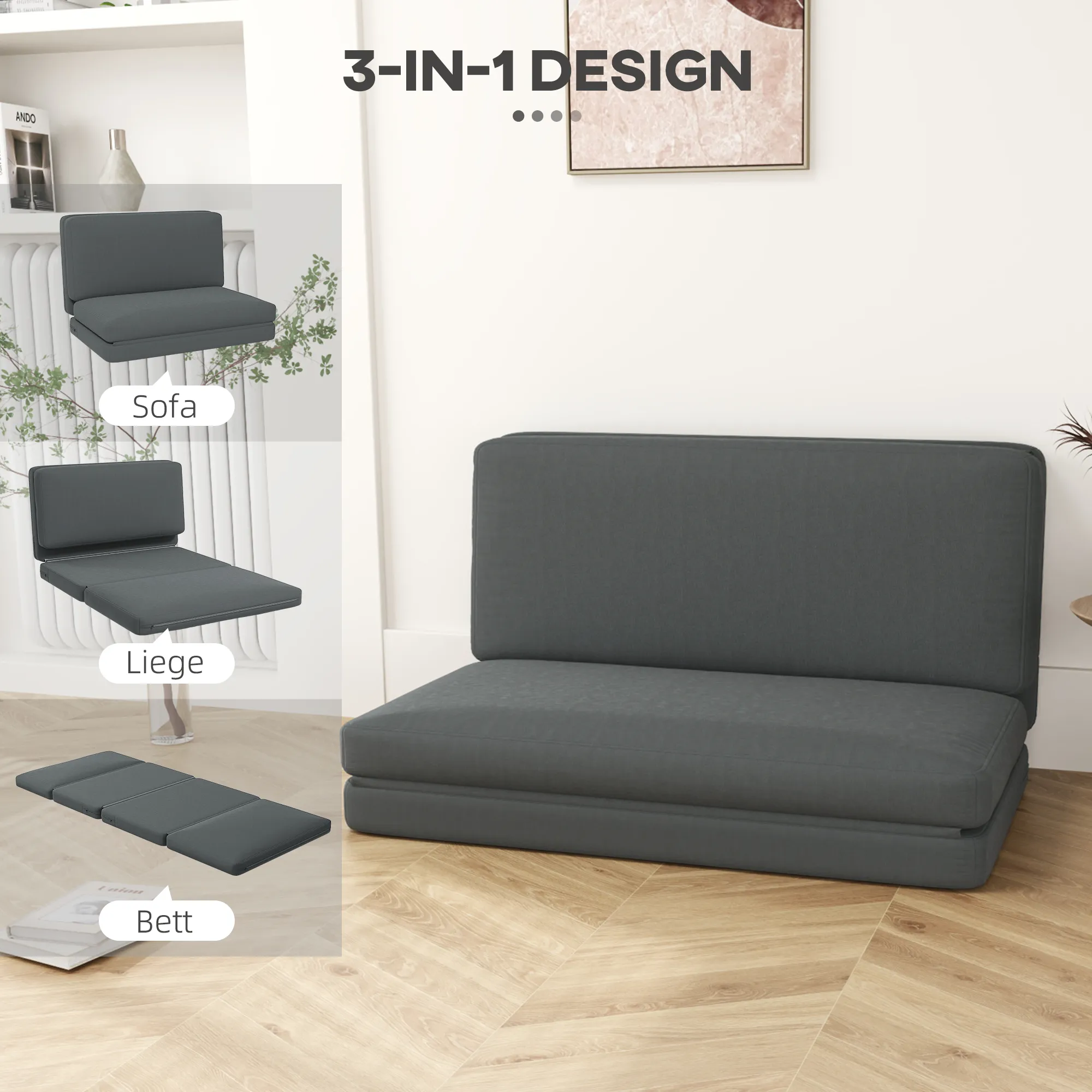 Bodensofa Dunkelgrau 138B x 90T x 70H cm
