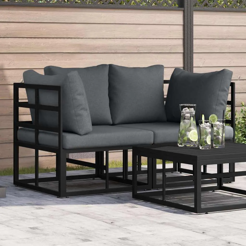 Modernes Outdoor-Möbelset 143x71,5x71 cm Schwarz Anthrazit