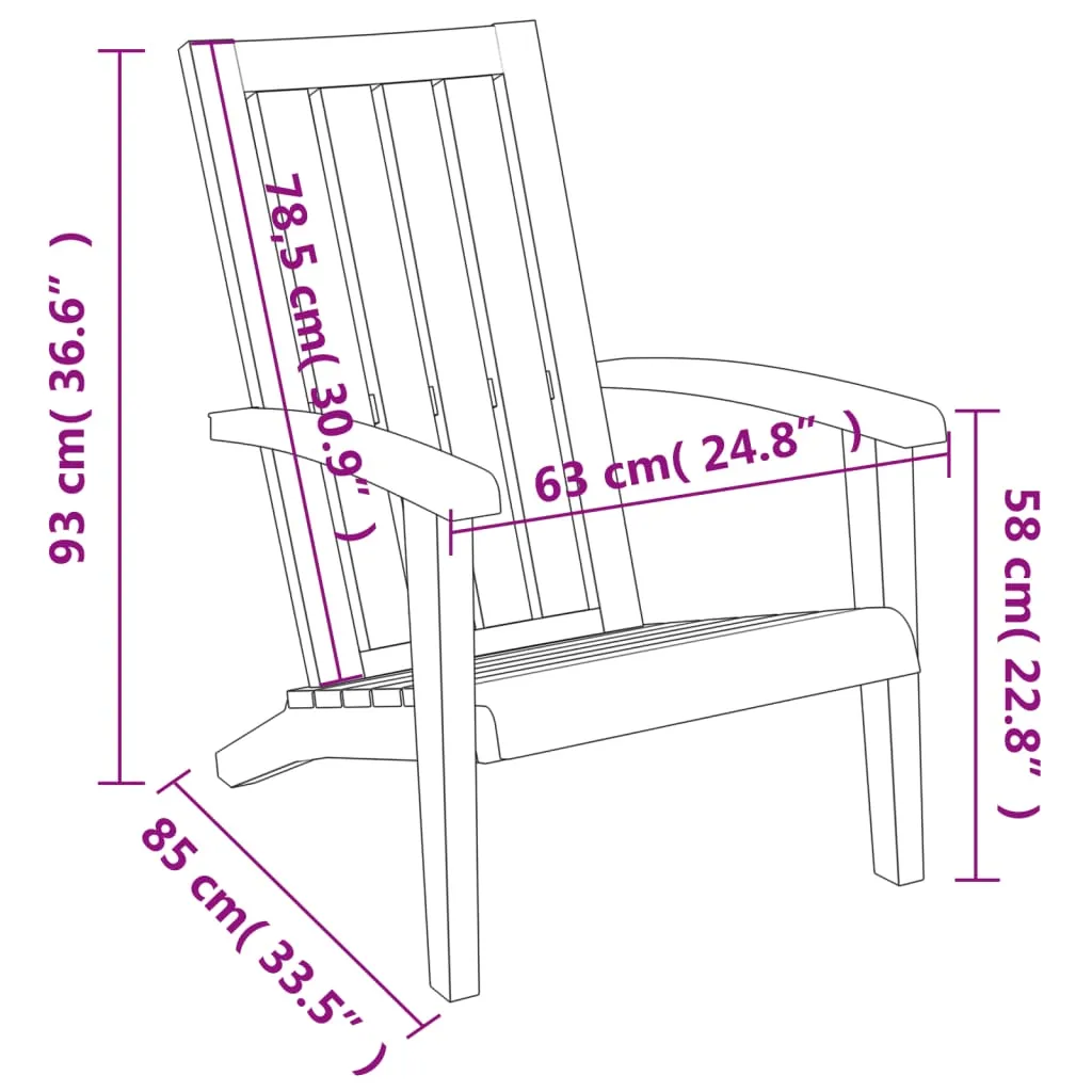 Adirondack Gartenstuhl 63x85x93 cm Schwarz Polypropylen