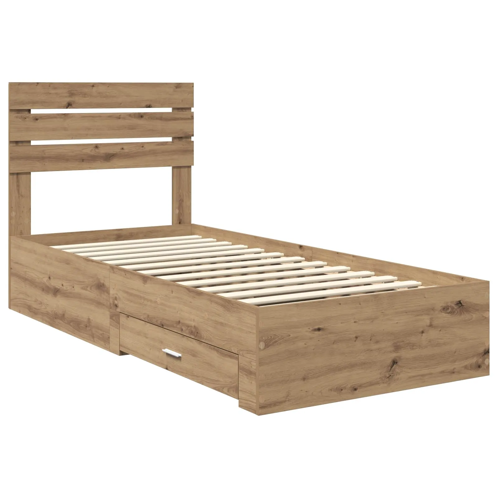 Bettgestell mit Schubladen und Kopfteil Massivholz 90-100 cm