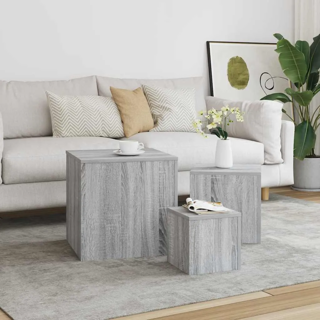 Beistelltisch-Set Grau Sonoma 45x45x45, 35x35x35, 24x24x24 cm