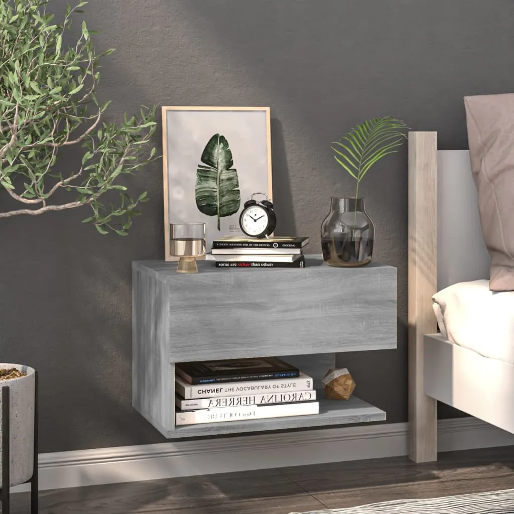 Wand-Nachttisch 46 x 29,5 x 30 cm Grau Sonoma Holzwerkstoff