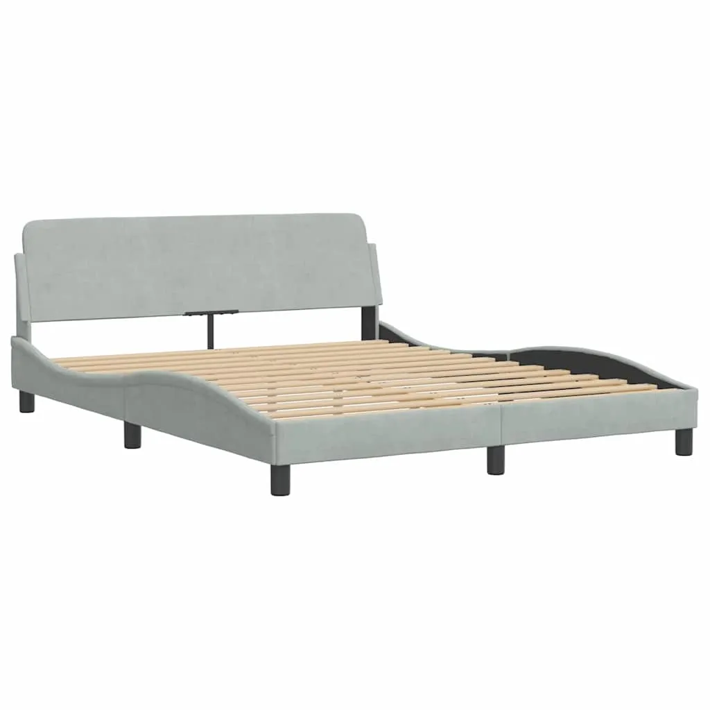 Bettgestell Dover Hellgrau 218x165x74,5 cm mit Schaumstoffmatratze 160x200x17 cm