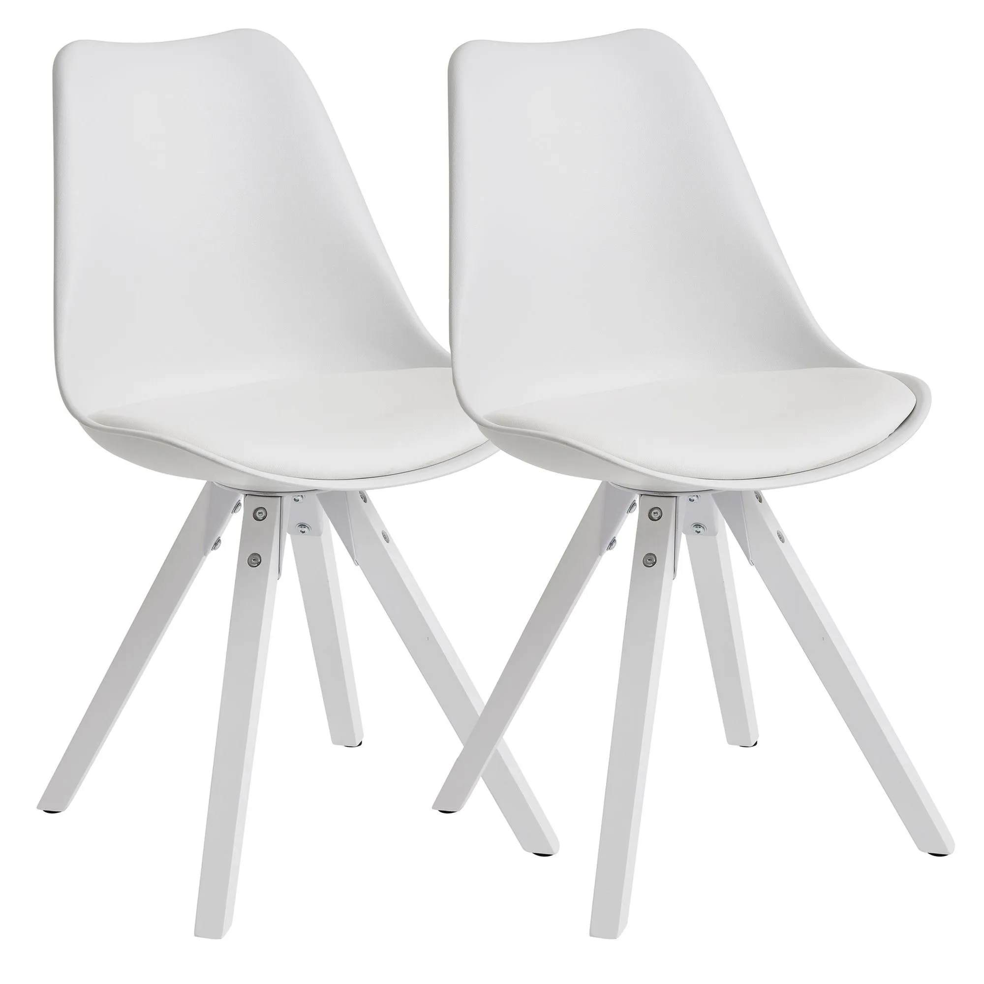 tinkaro 2er-Set Retro Polsterstühle MENA Kunstleder Schalenstühle Weiß tinkaro 2er-Set Retro Polsterstühle MENA Kunstleder Schalenstühle Weiß