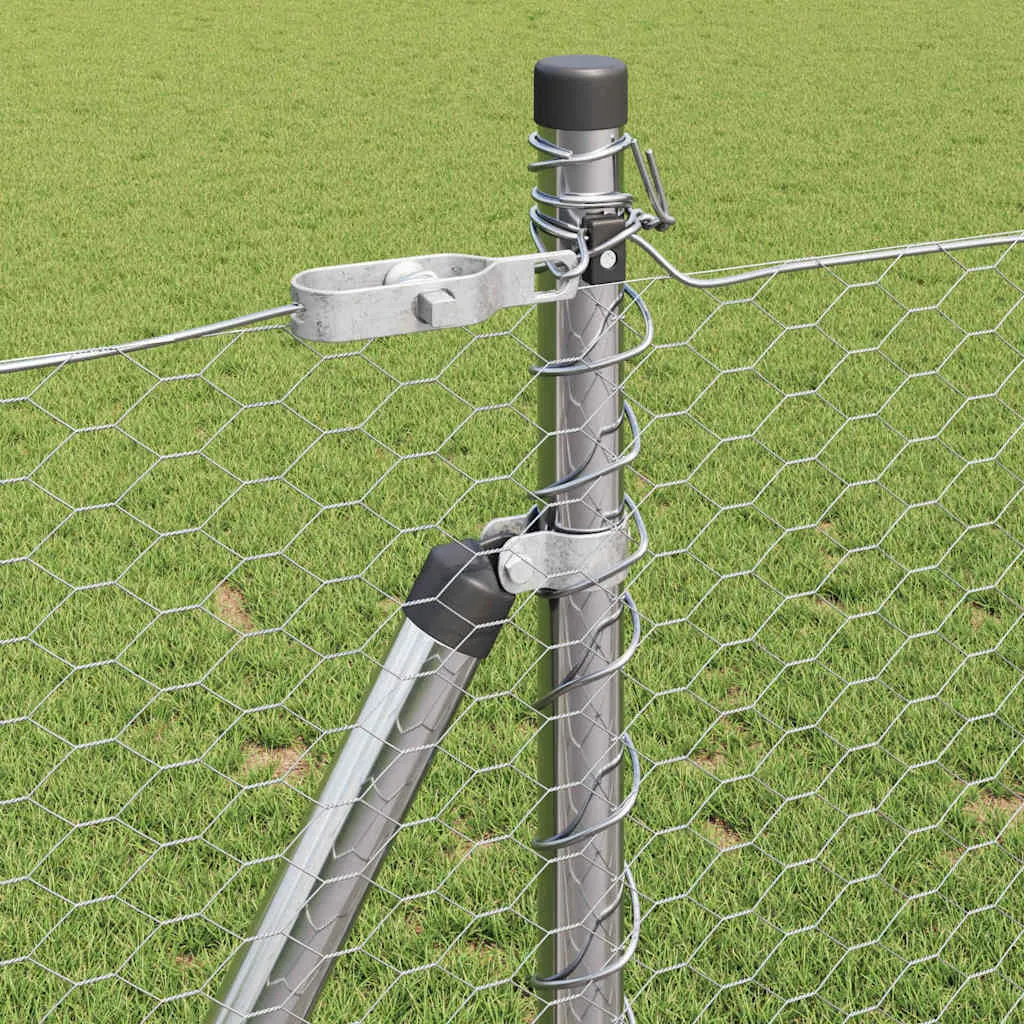 Sechseckzaun mit Betonsockel 25 x 0,8 m Verzinkter Stahl Silber