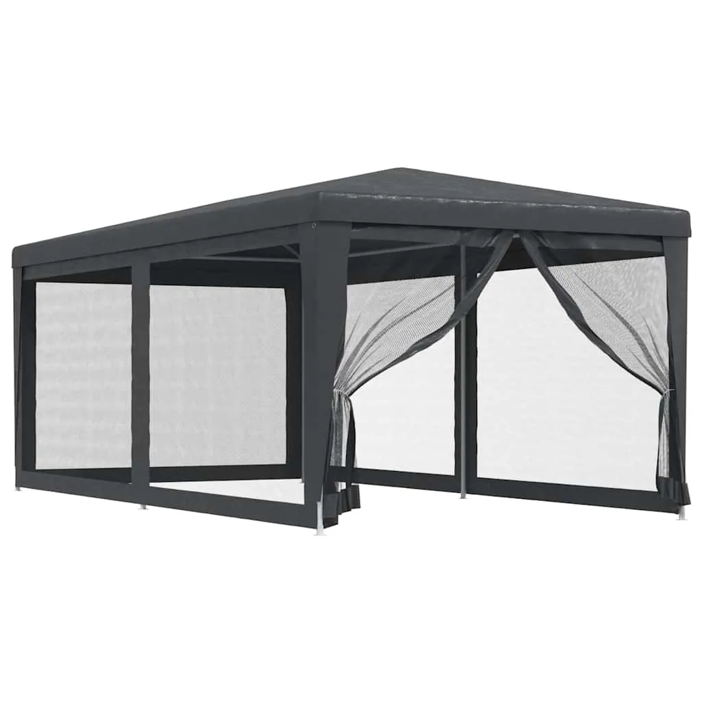 Partyzelt Anthrazit 296x594x258 cm mit robustem Eisenrahmen und Mesh-Seitenwänden