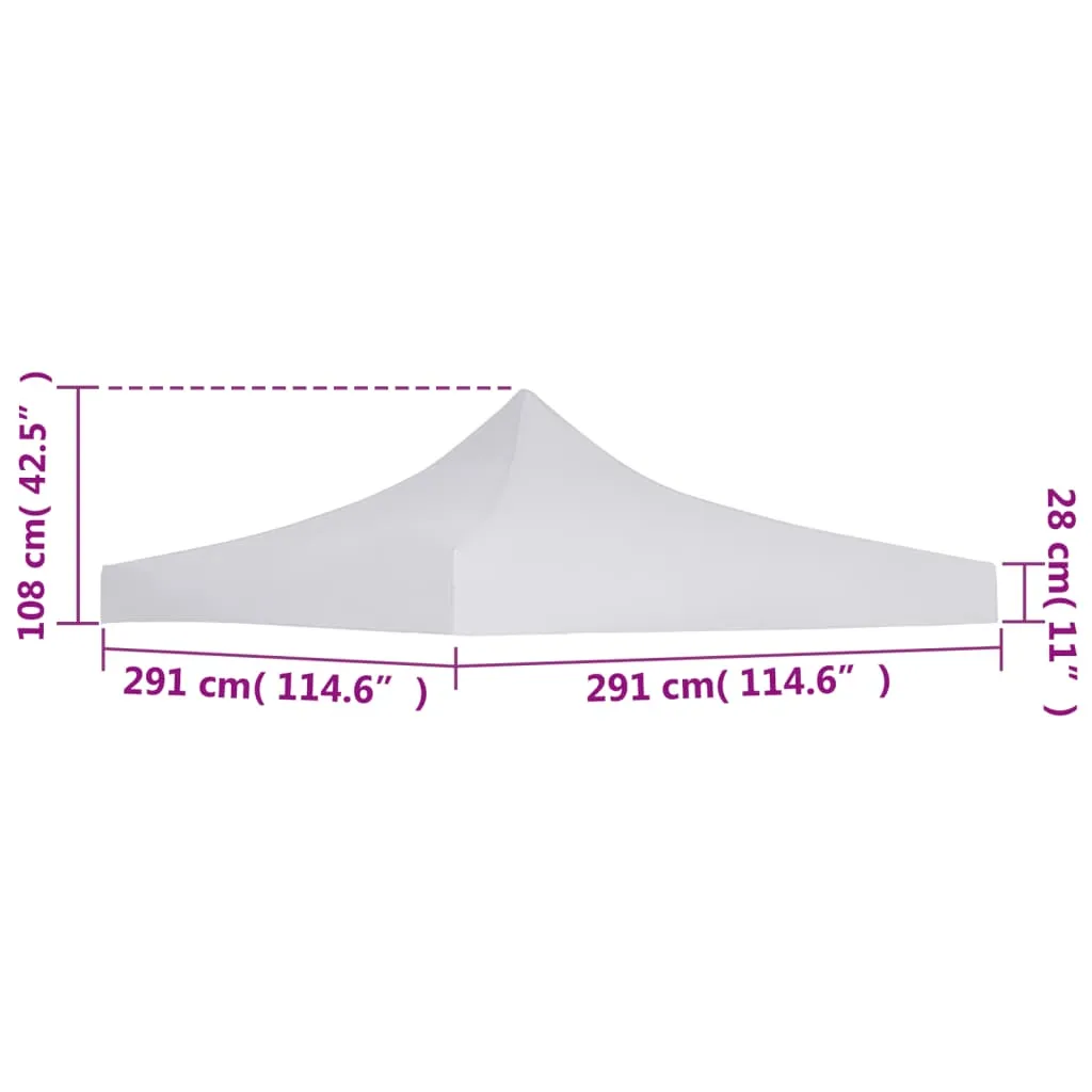 Partyzeltdach 2,9x2,9 m Weiß aus 600D Oxford-Gewebe mit PVC-Beschichtung