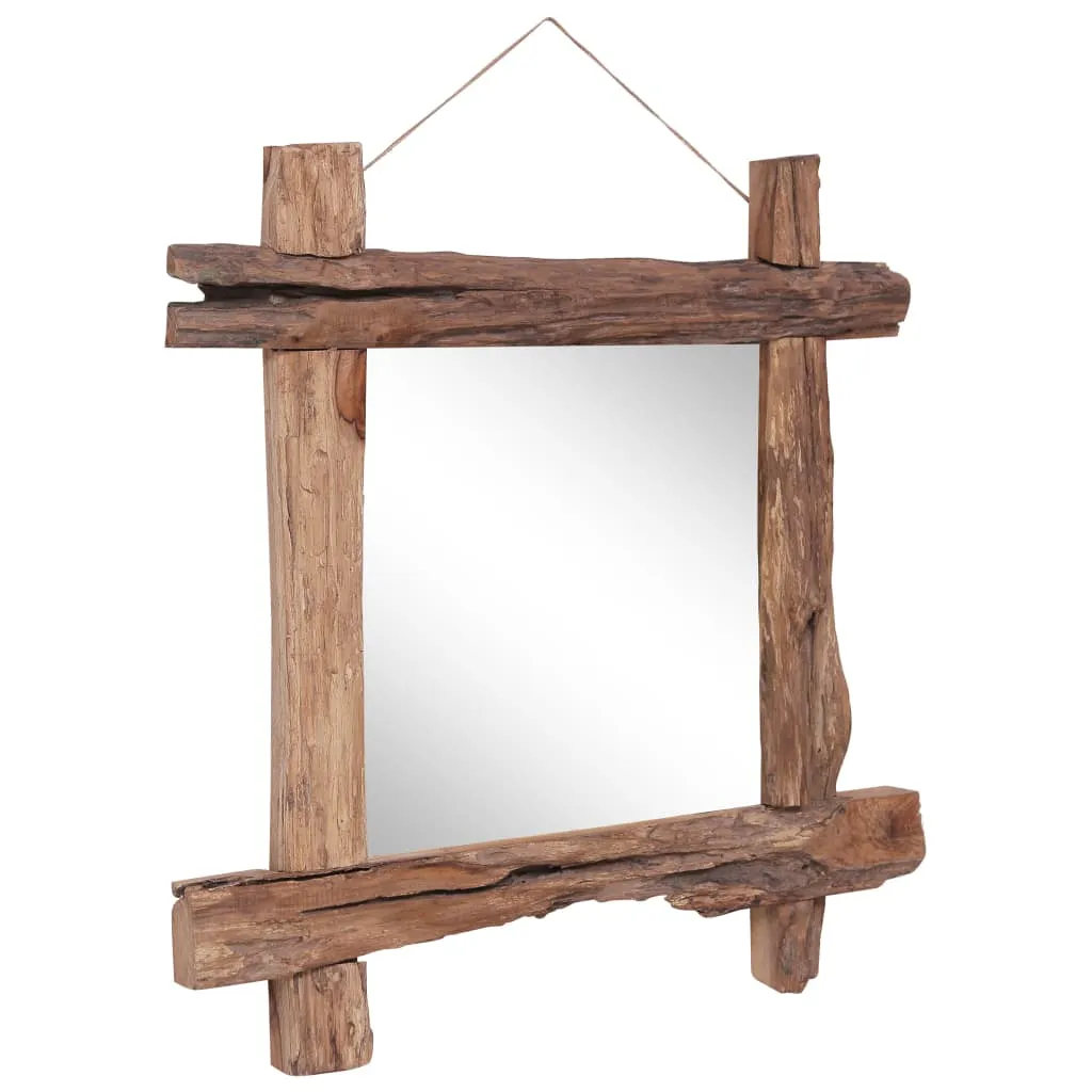 Holzspiegel Natur 70x70 cm Recyceltes Teakholz