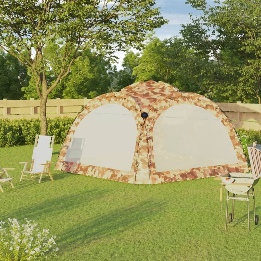 Party- und Campingzelt 3,6x3,6x2,3 m Tarnung mit LED-Beleuchtung
