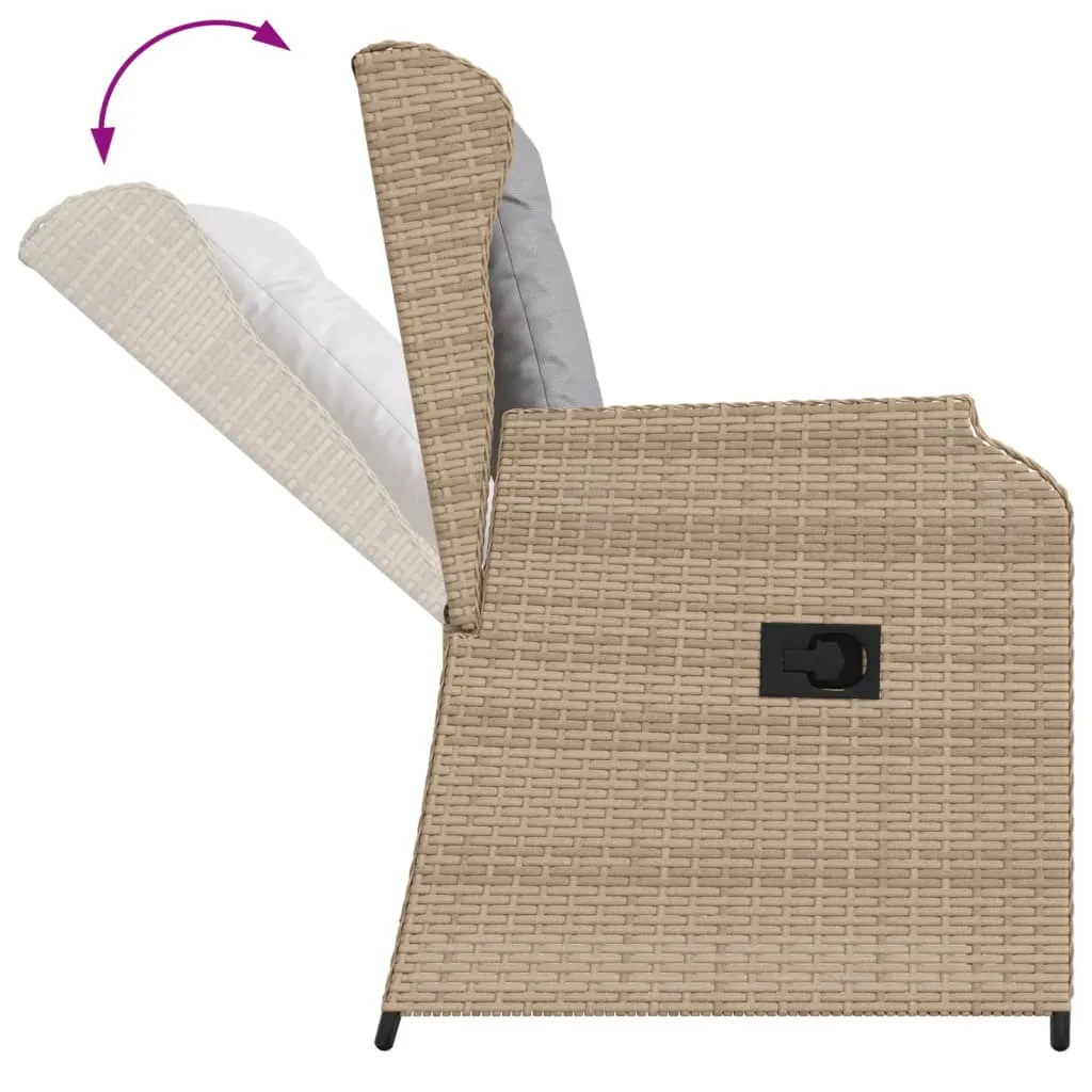 Verstellbarer Gartenstuhl 55x67x95 cm Beige aus PE-Rattan und Stahl