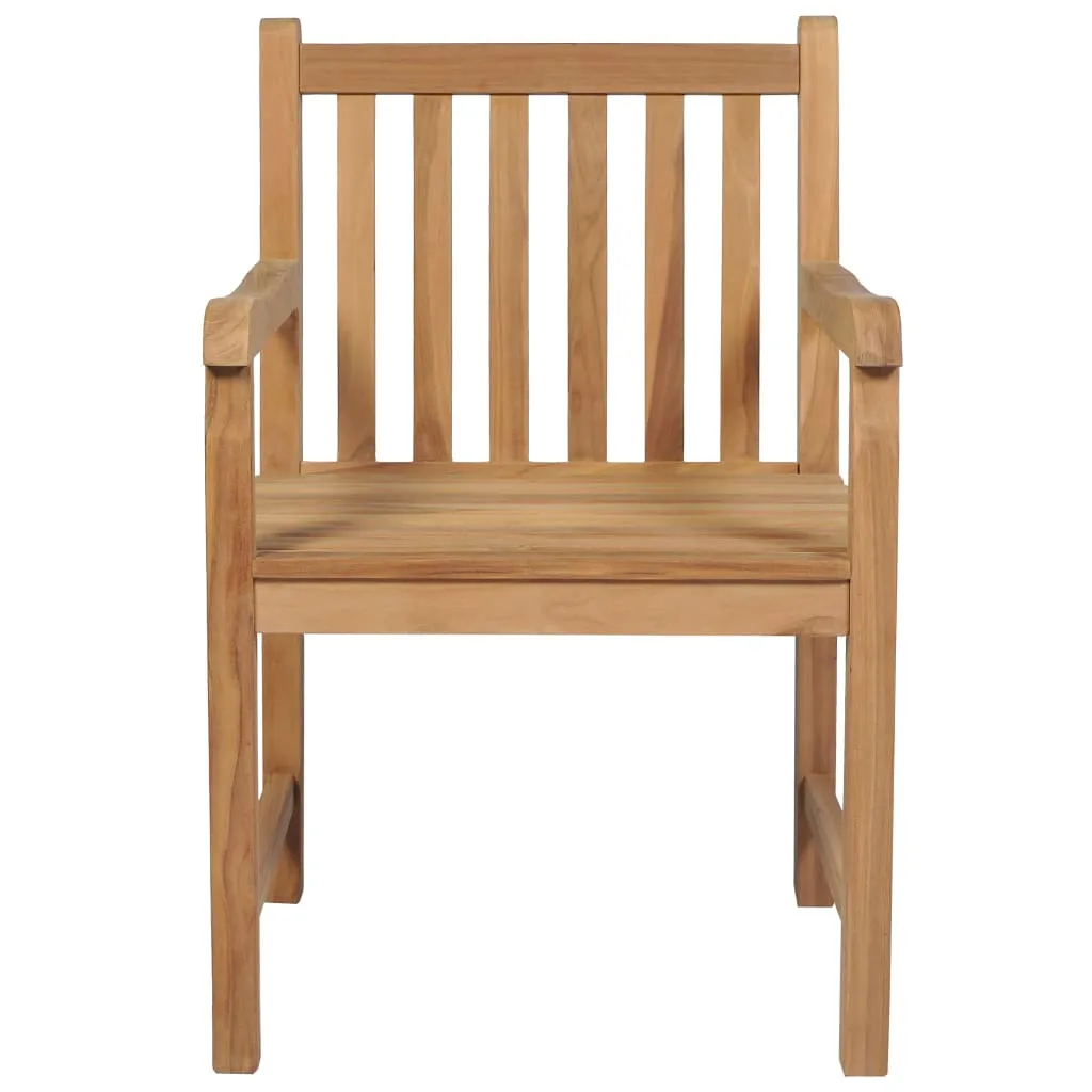 Gartenstühle 2 Stk. Rote Karomuster-Kissen Massivholz Teak