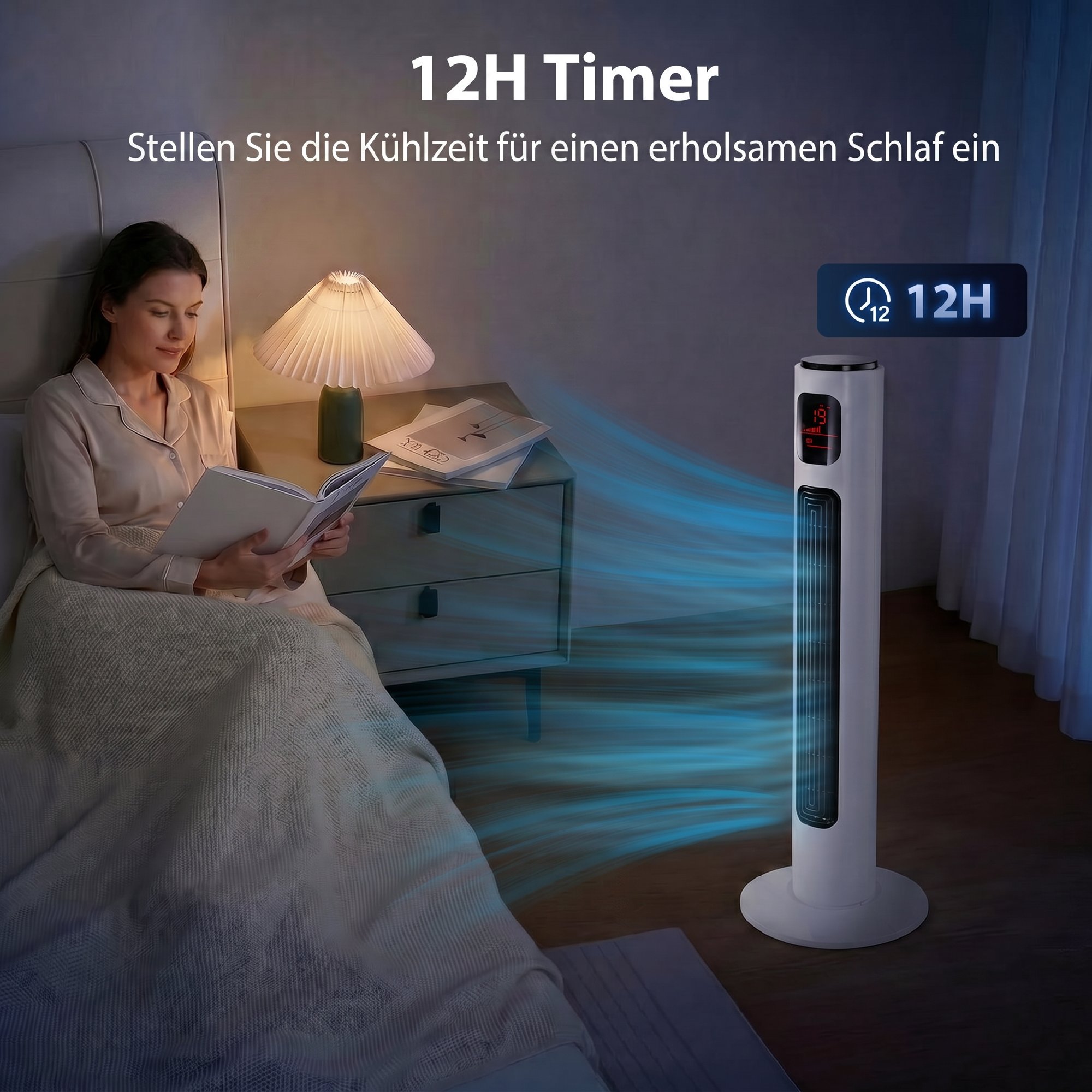 Turmventilator 32L x 32L x 96H cm in Weiß und Schwarz