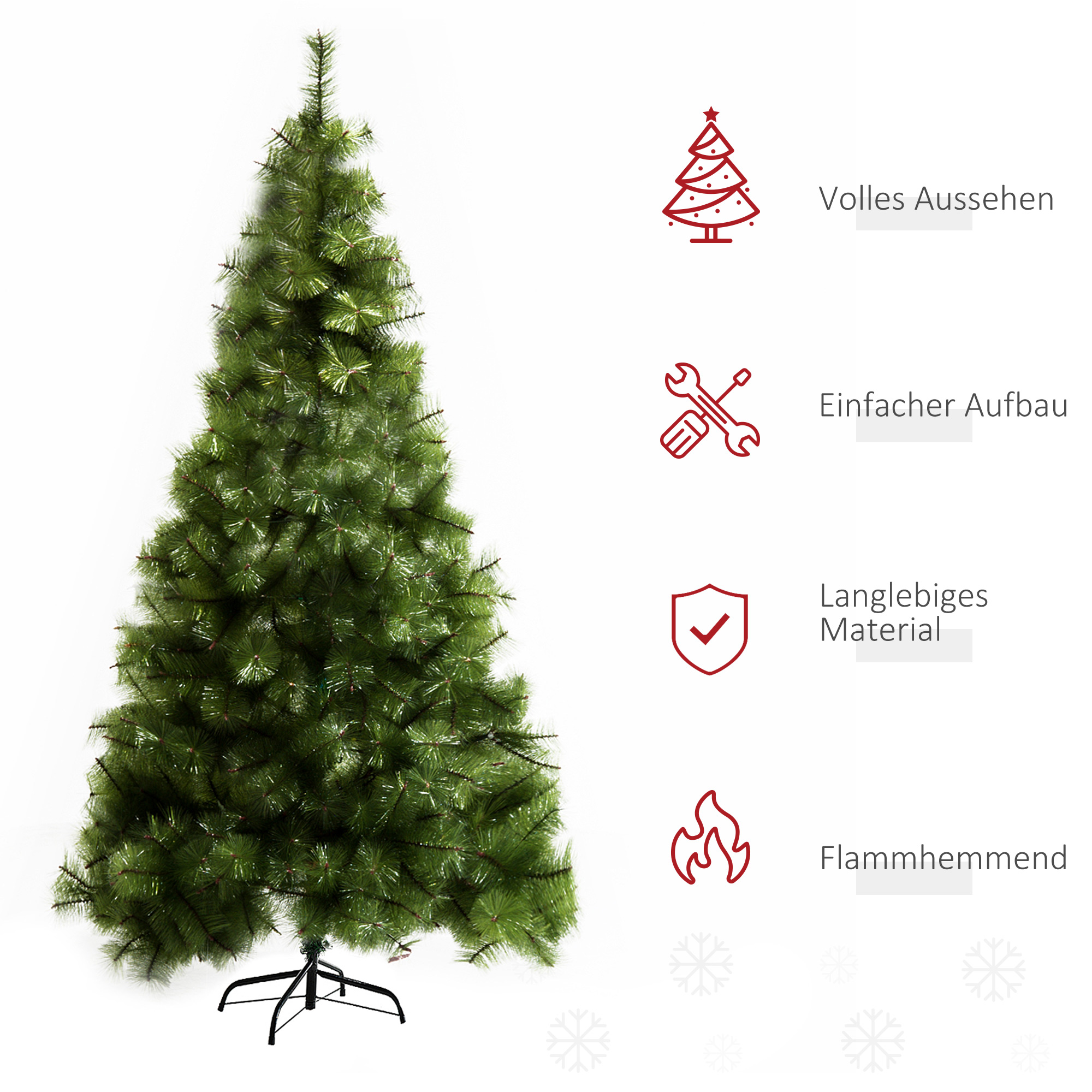 Künstlicher Weihnachtsbaum 210 cm mit silbernen Akzenten, Grün