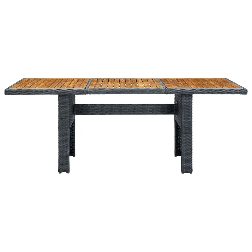 Gartentisch aus Echtholz und PE-Rattan 200x100x74 cm Dunkelgrau Braun