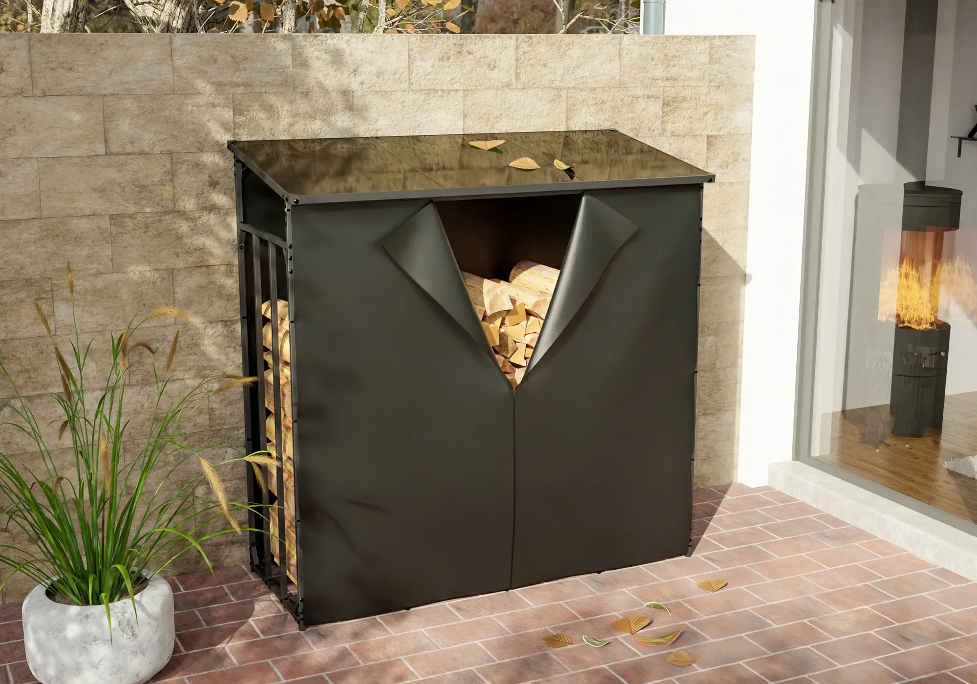 Kaminholzunterstand Ruston 165x165x70 cm Anthrazit