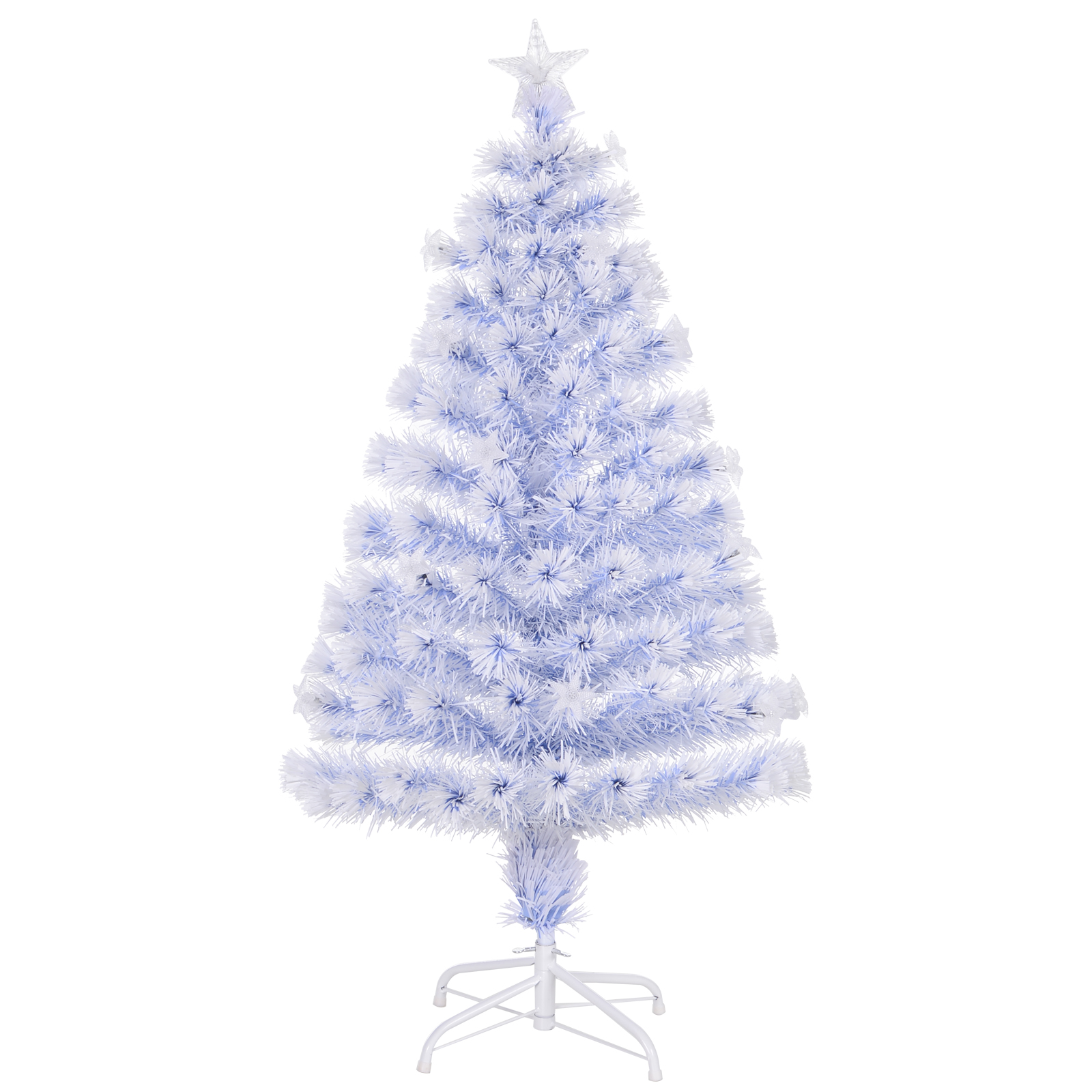 Künstlicher Weihnachtsbaum 120 cm mit LED und Glasfaser Weiß-Blau