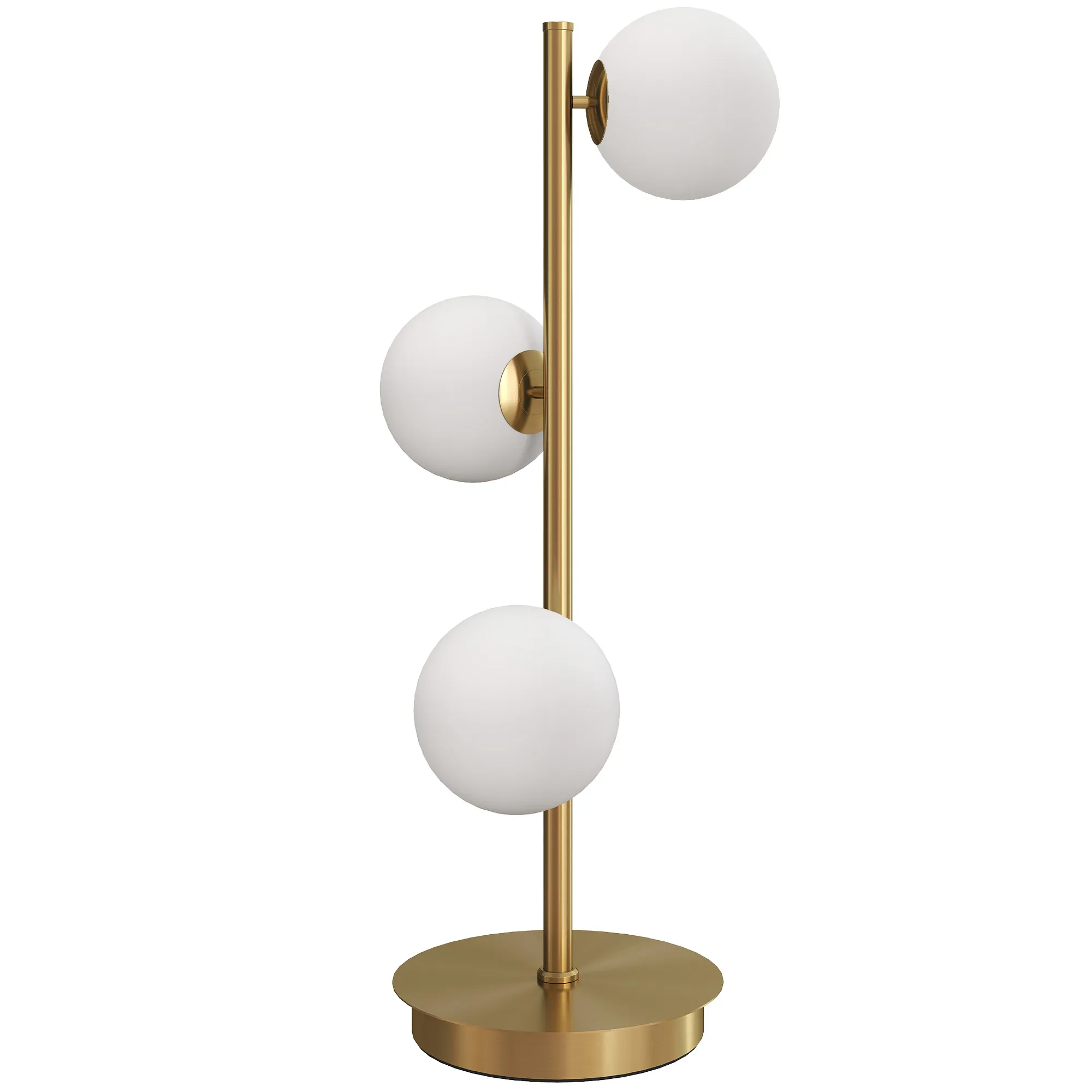 Tischlampe mit 3 Kugelschirmen, Stahlfuß, Messingfarben, 53 cm