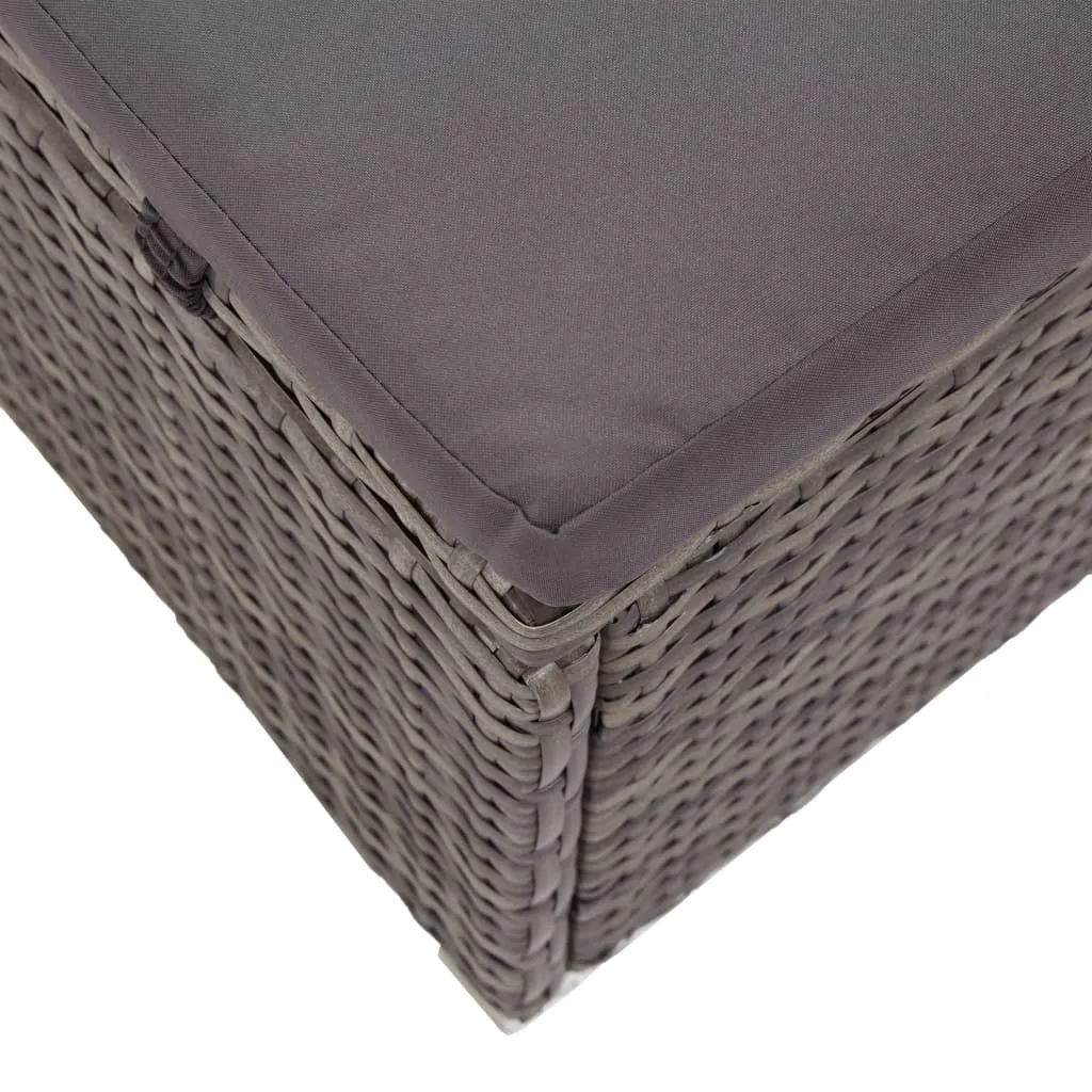 Sonnenliege aus PE-Rattan 195x60x110 cm in Grau